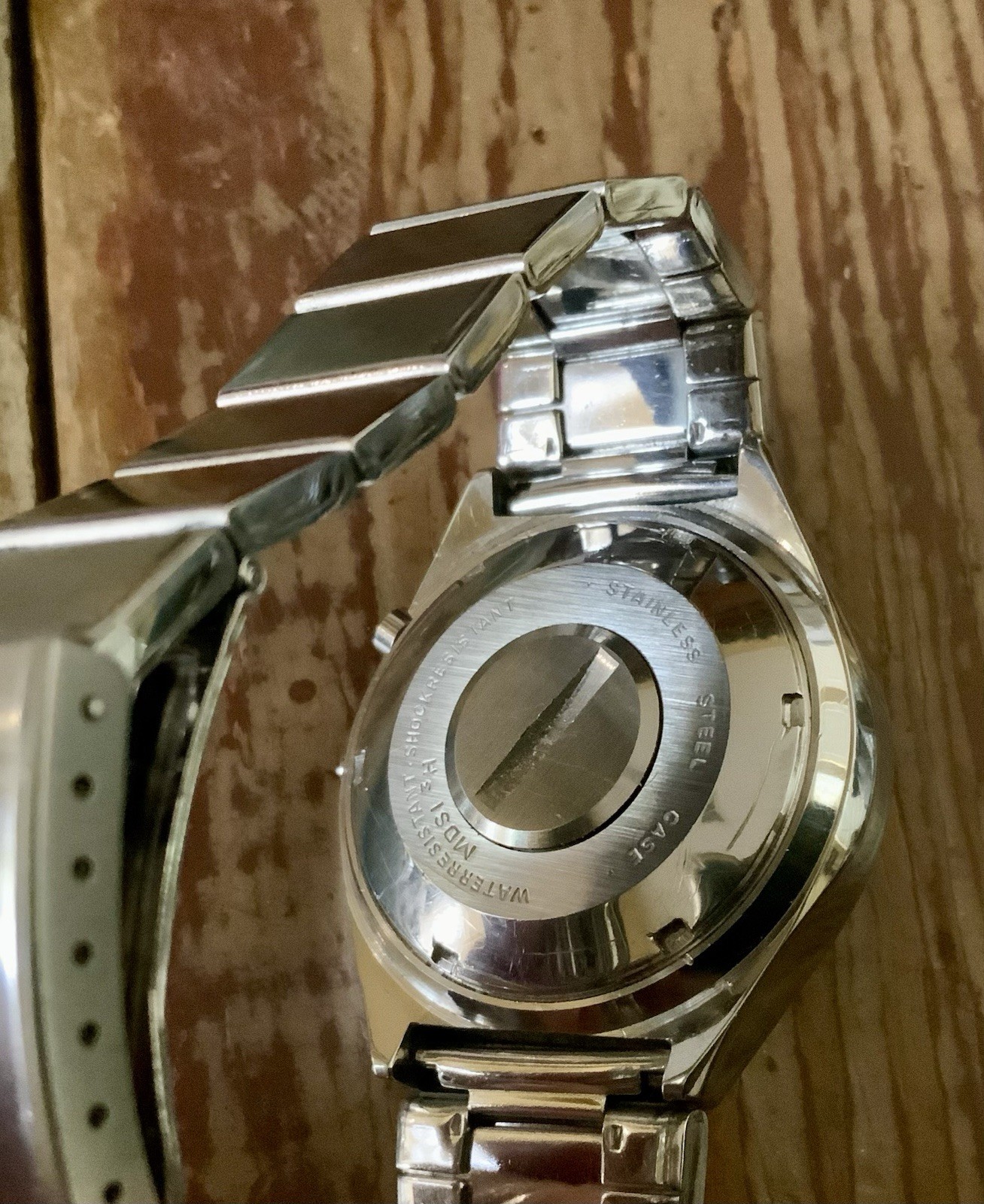 Sensor Laser Digital Quartz LCD SS Silver Bracelet Vintage 39mm not working