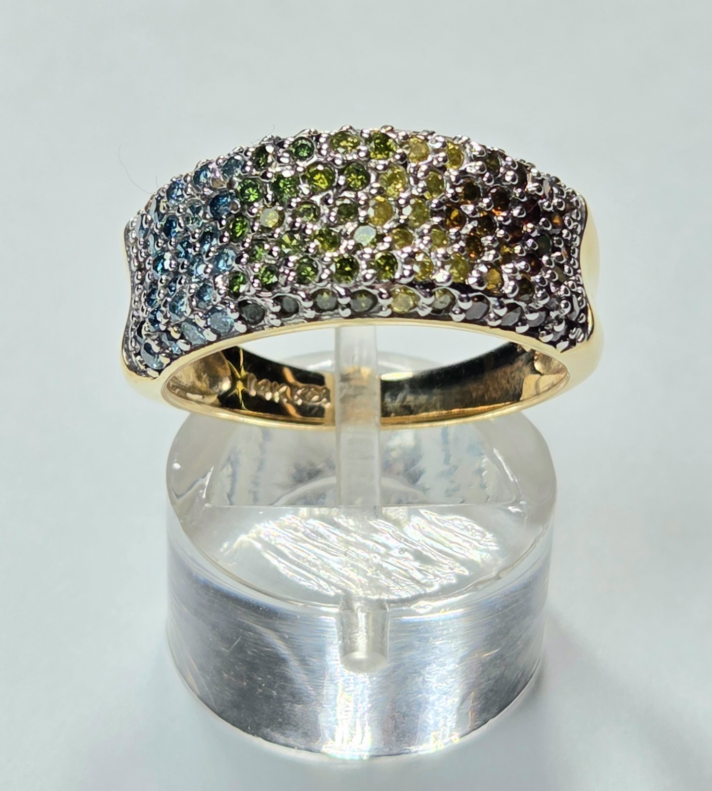 💎STUNNING 14K SOLID GOLD 1.25 CARAT MULTI-COLORED DIAMOND RING SZ 8 (5.7 G)💎