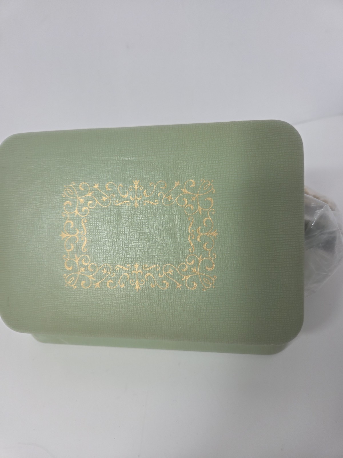 estate lot of vtg current green gold tone jewelry in farrington box wearable