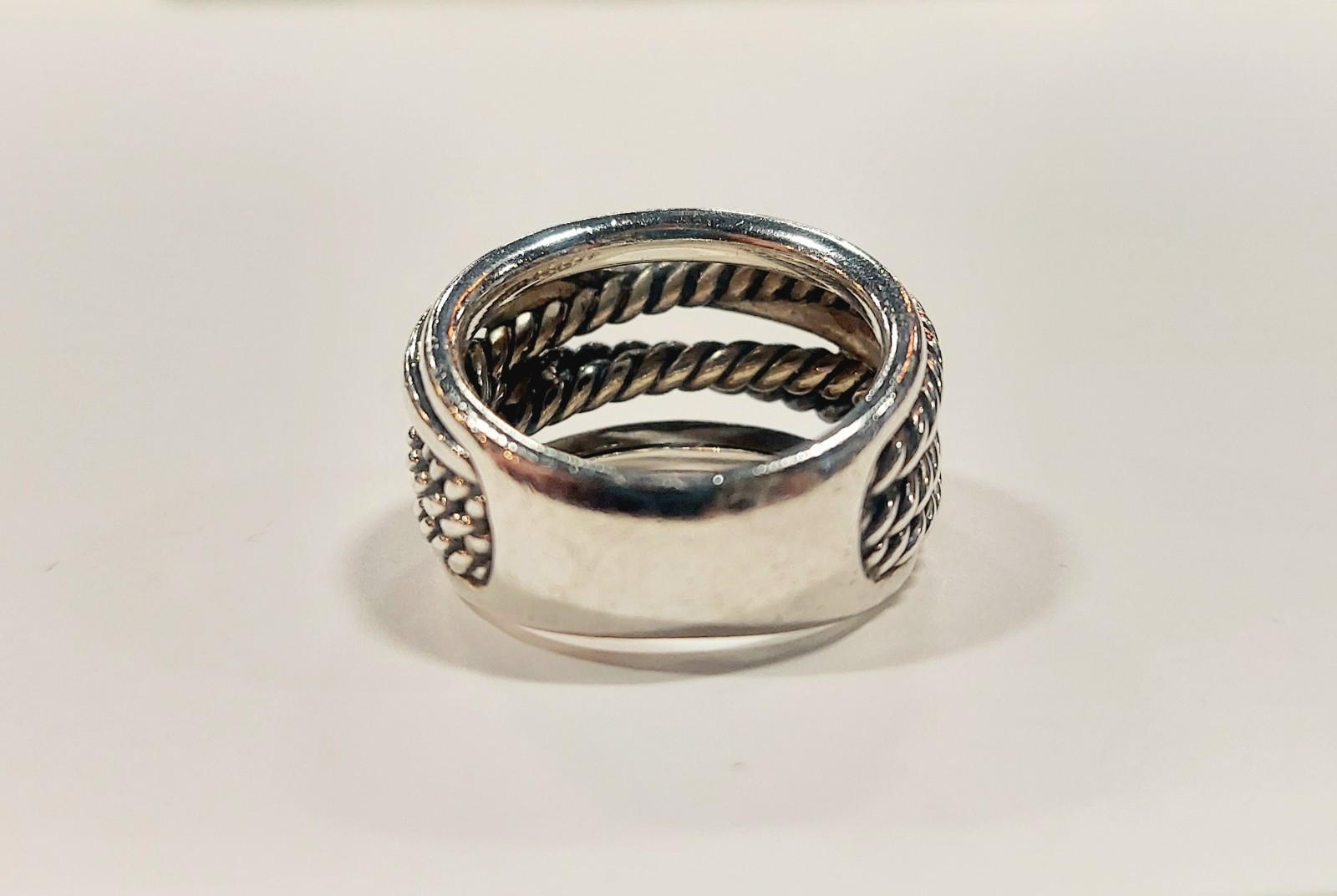 David Yurman Silver Crossover Ring 14.7mm Size 7