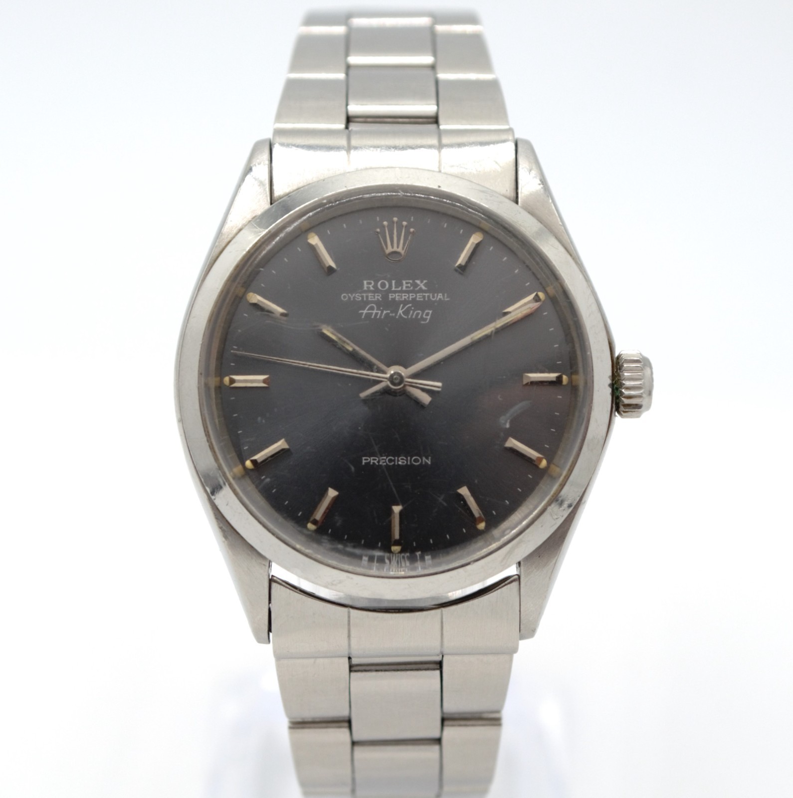 Vintage Rolex Air-King Precision Steel Pale Violet Sunburst Dial 34mm Ref. 5500