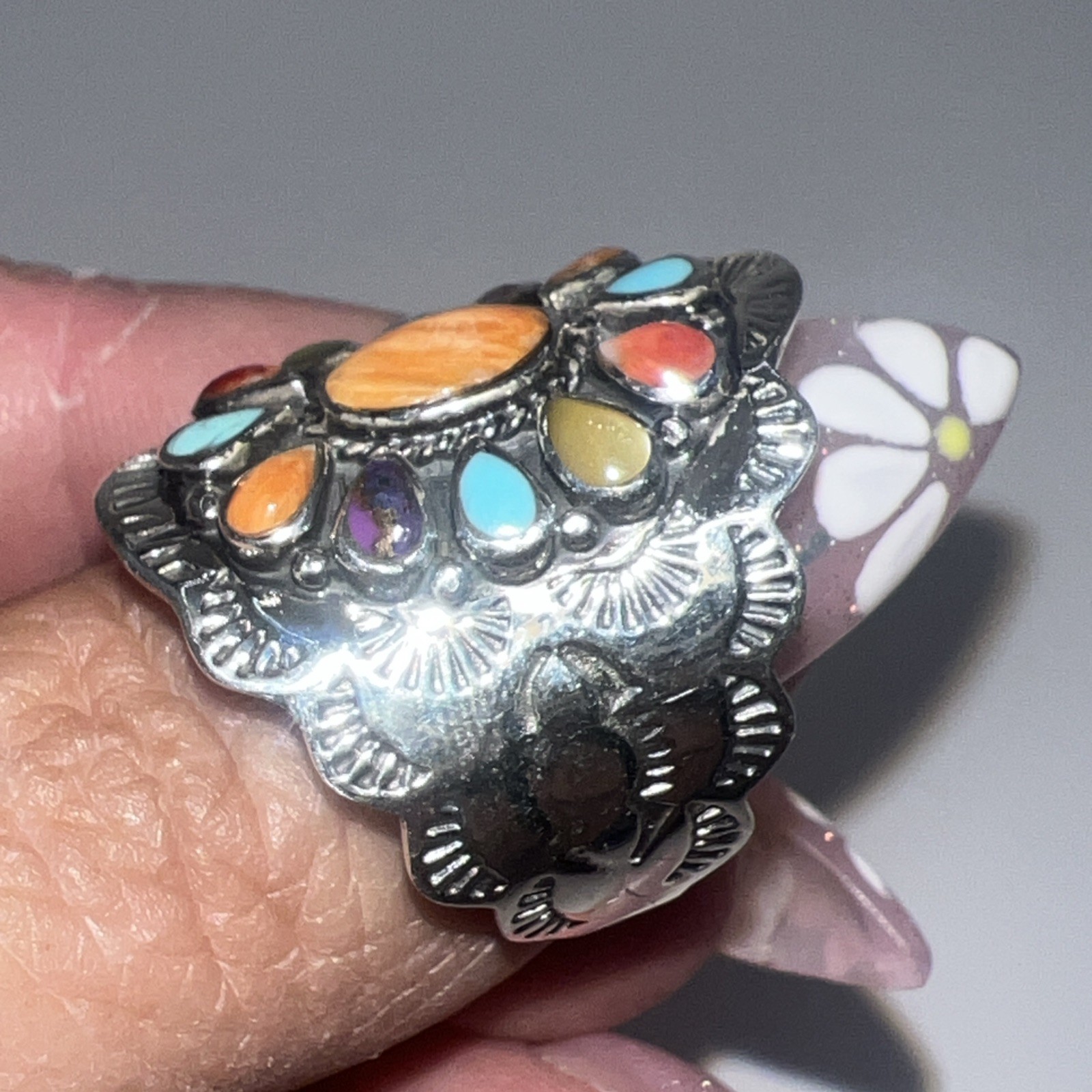 Southwestern T Philippines Multistone Sterling Silver Ring Size 9