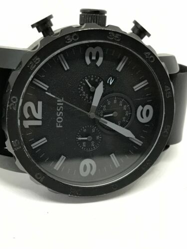 Fossil JR1354 Nate Chronograph Men’s Black Leather Analog Dial Quartz Watch Y56