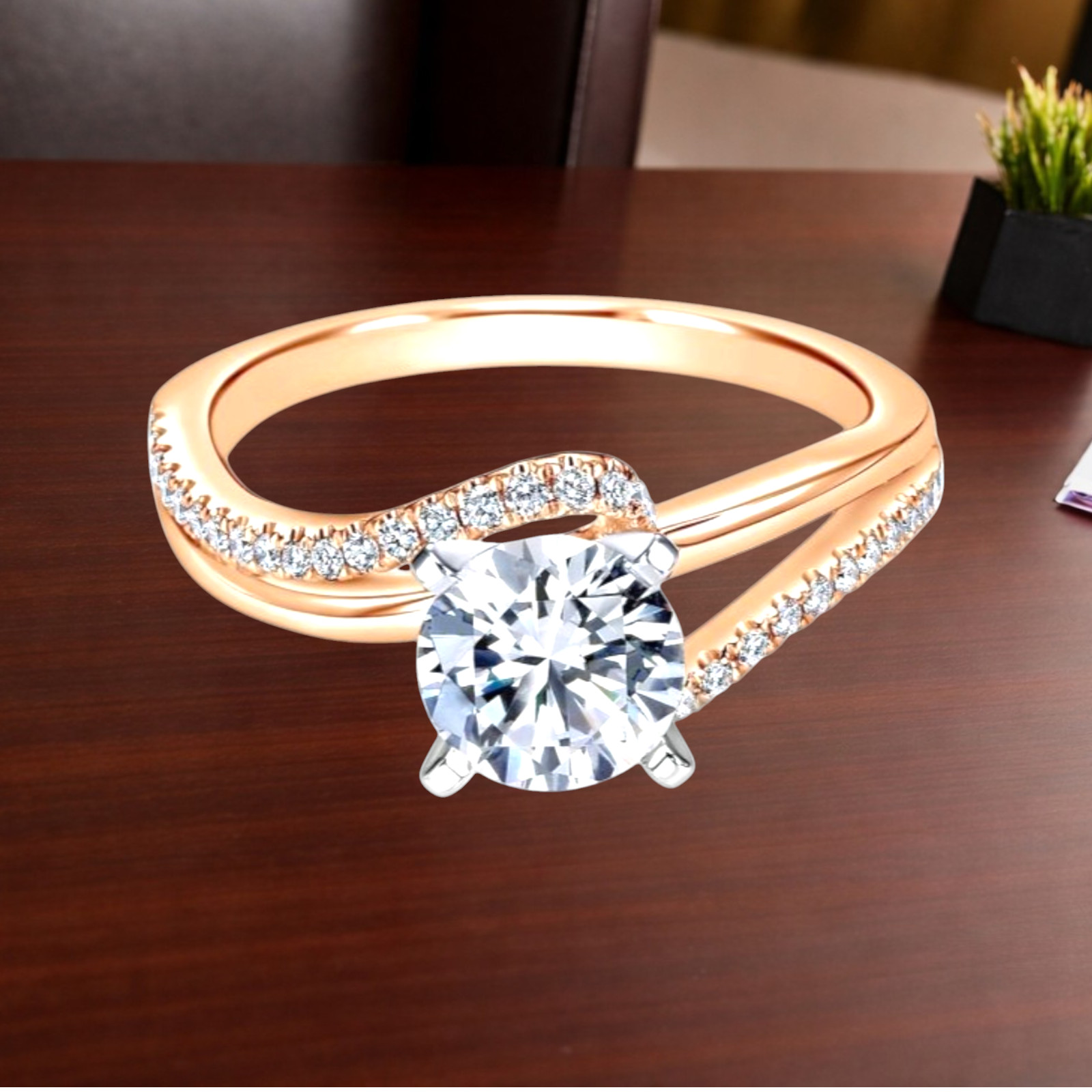 3.75 Ct Round Cut IGI Certified Lab Grown Diamond Women Ring 18k Multi-Tone Gold
