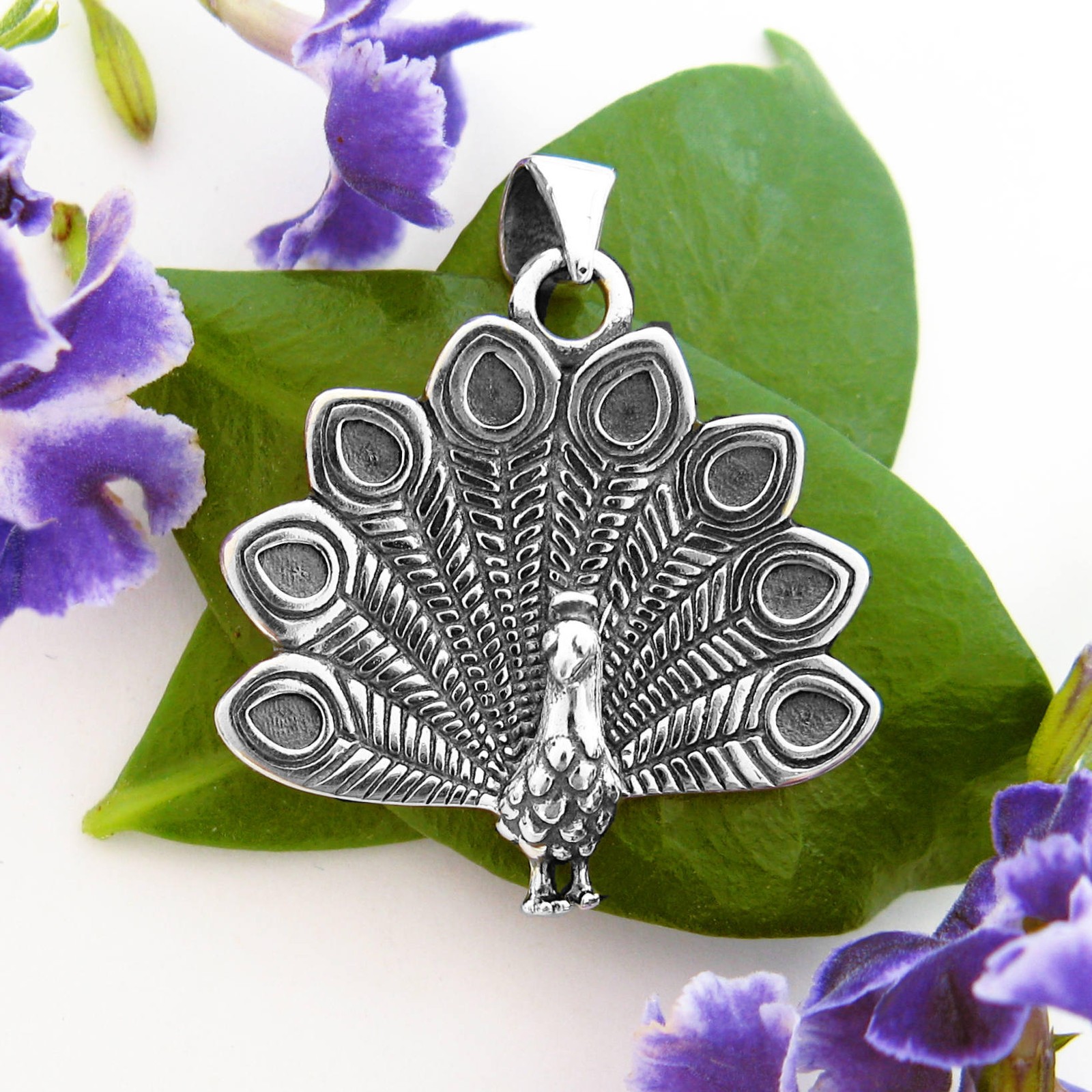 Peacock Pendant – 925 Sterling Silver Pendant ONLY – No Chain
