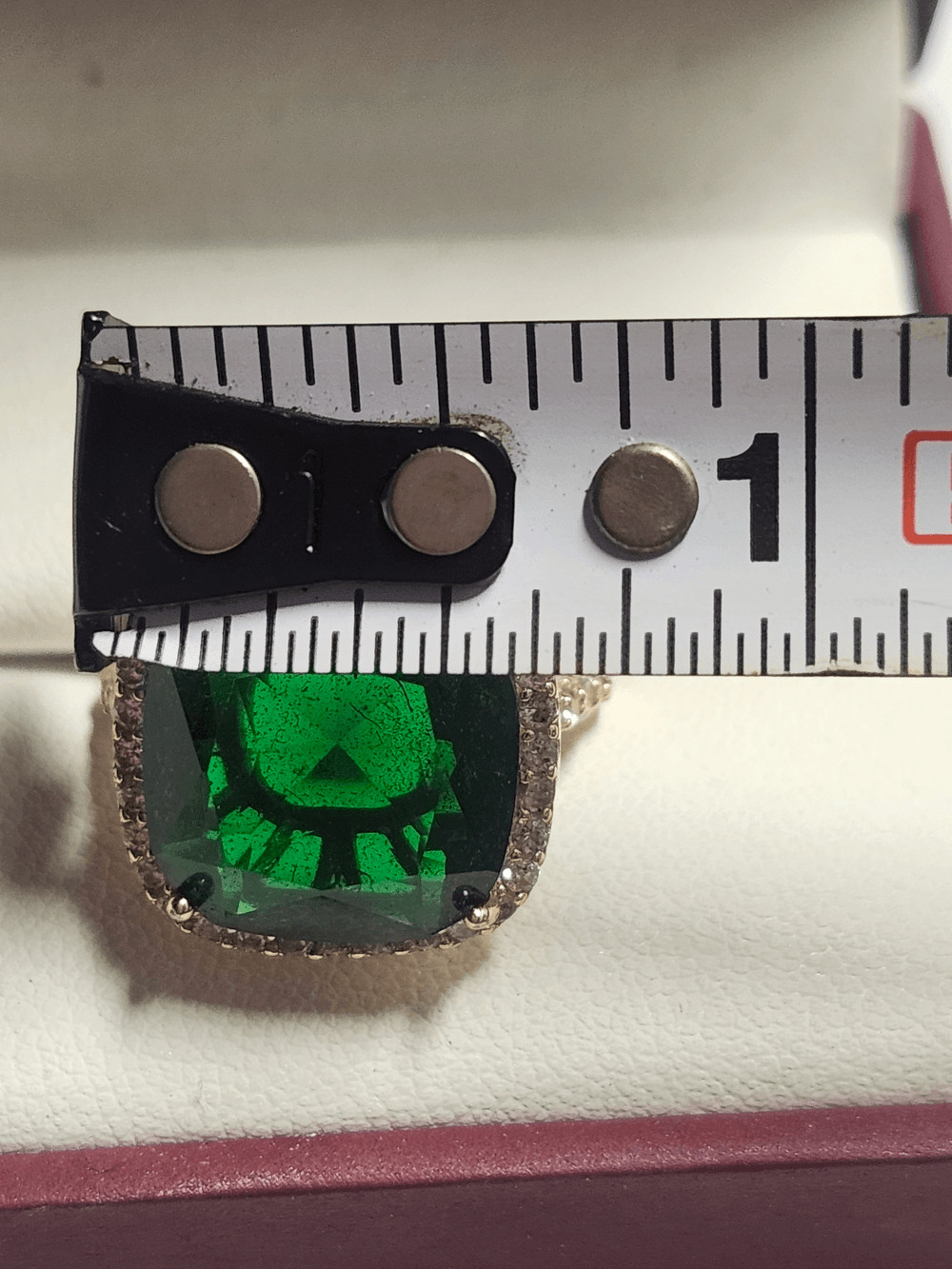 Fuzion Creations Gold Over Sterling Silver Cushion Green Halo Ring w/ Pave Band
