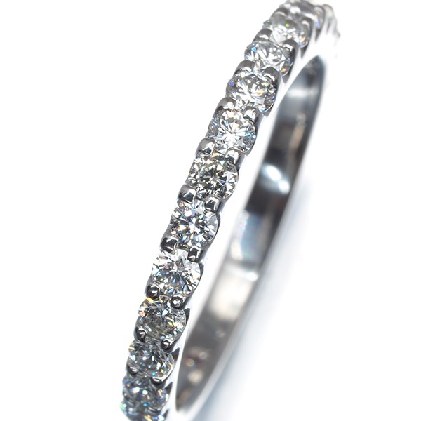 Auth Ponte Vecchio Ring Diamond 0.53ct Half Eternity US6-6.25 900 Platinum