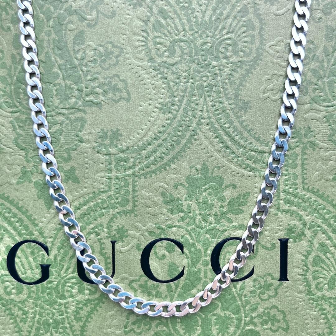 GUCCI Sterling Silver 925 Curb Chain Necklace 45cm 17.7in