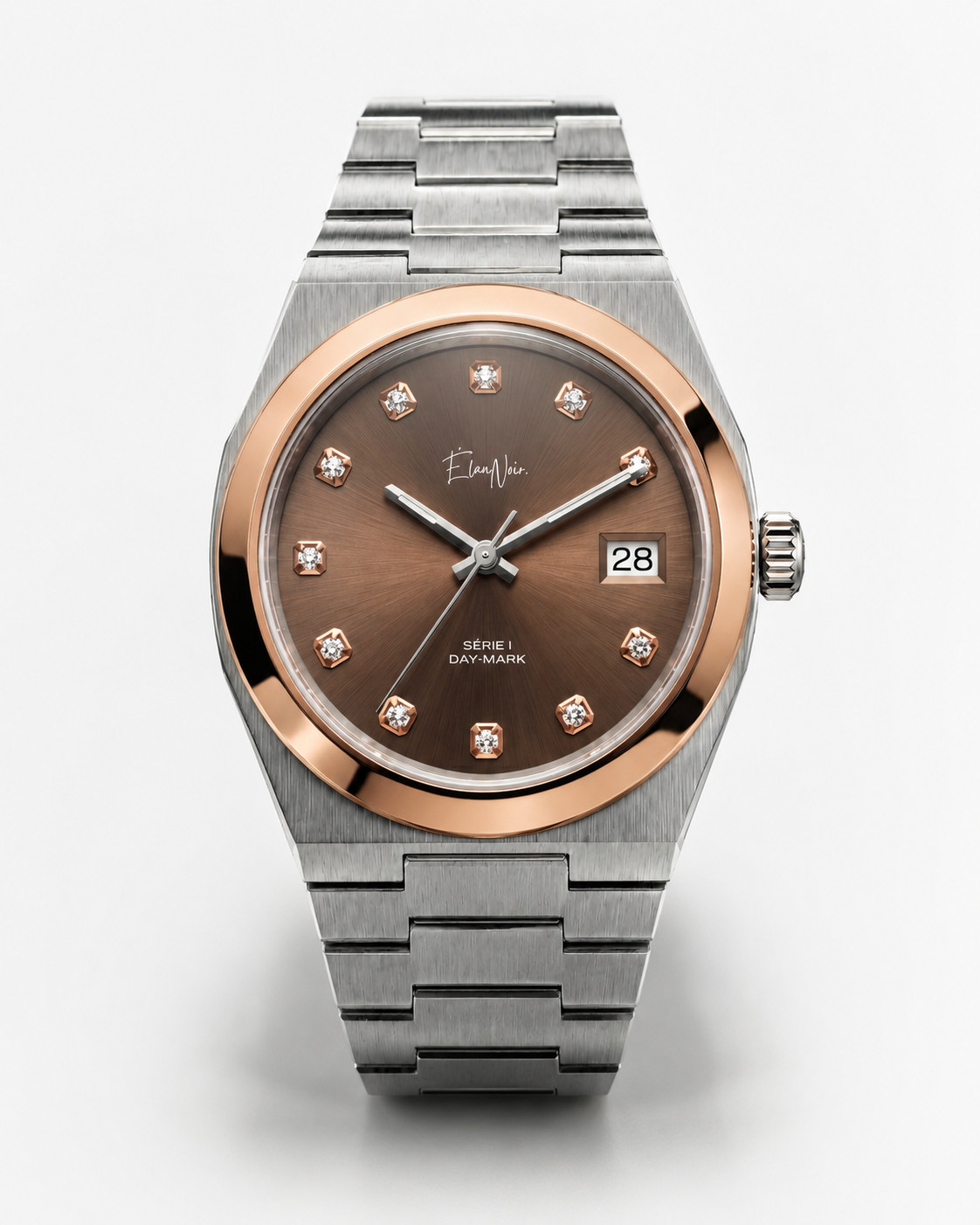 Élan Noir Série I Brown/Silver 36mm Automatic NH35 Sapphire Crystal Steel Watch