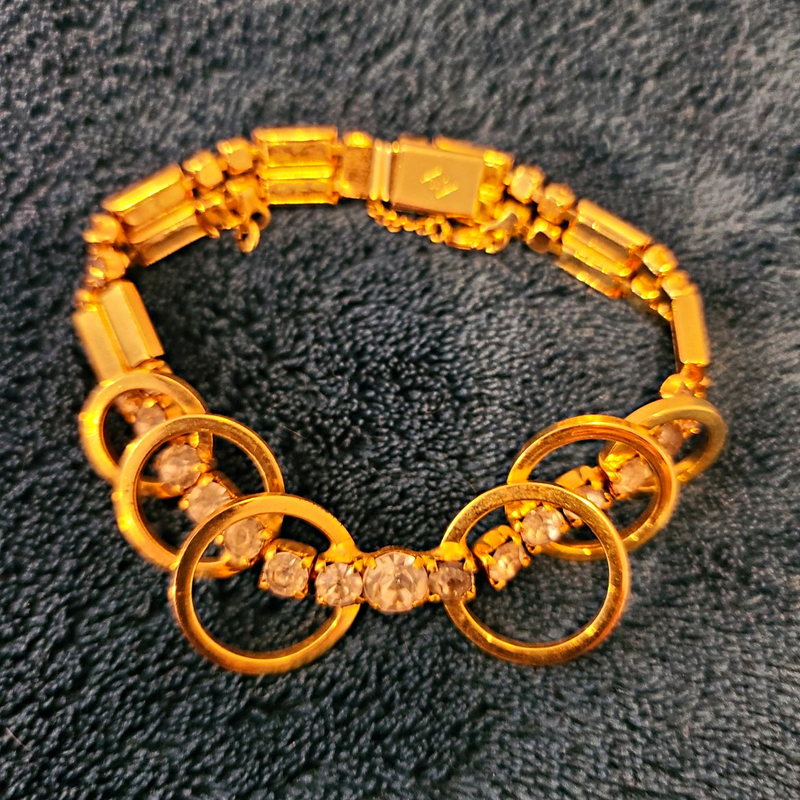 Vtg 1956 Sarah Coventry Celestial Fire Bracelet Gold Tone Rhinestone Signed SaC