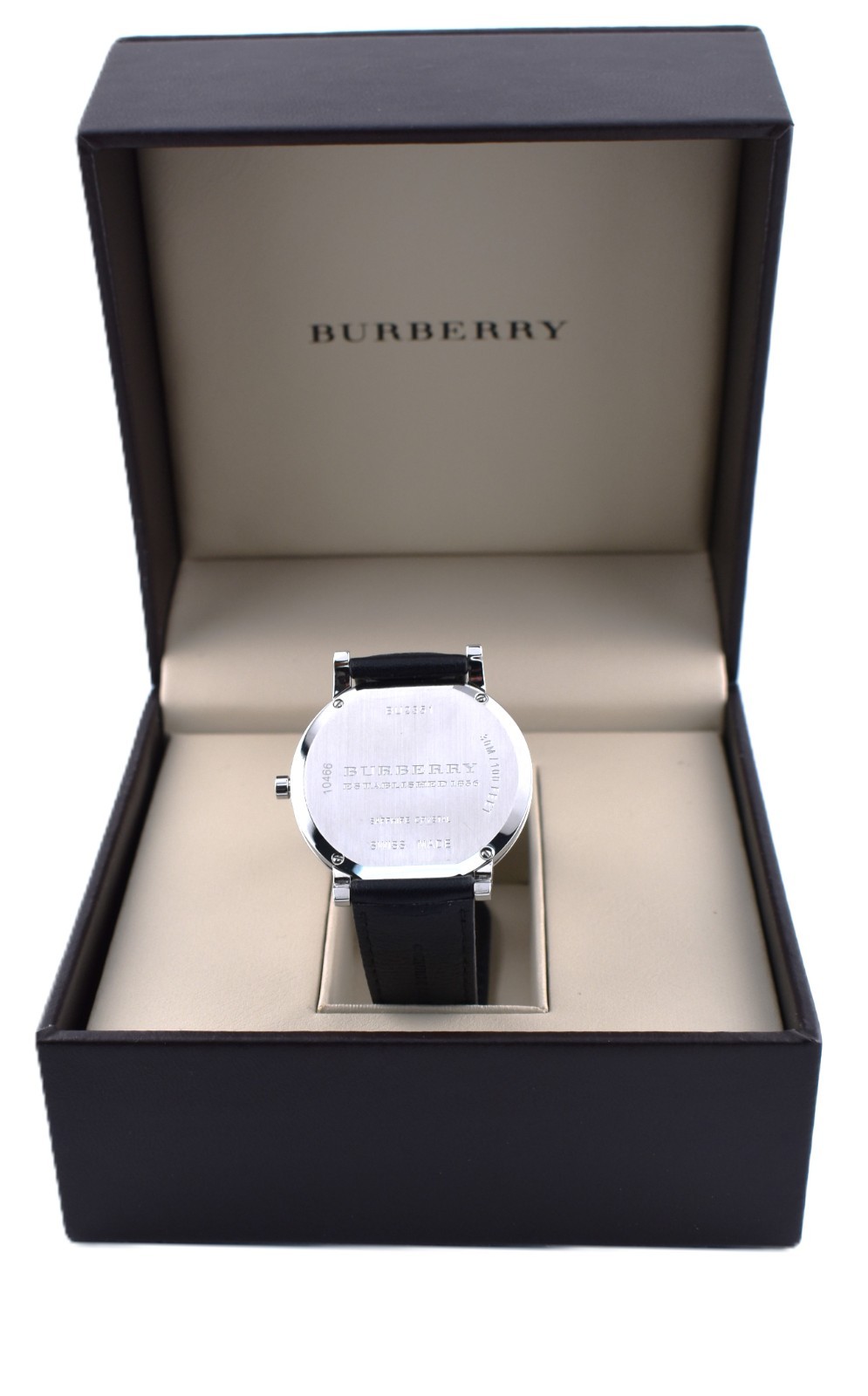 Burberry BU2351 Slim Men’s Watch 40mm Swiss Quartz Black Leather Auth