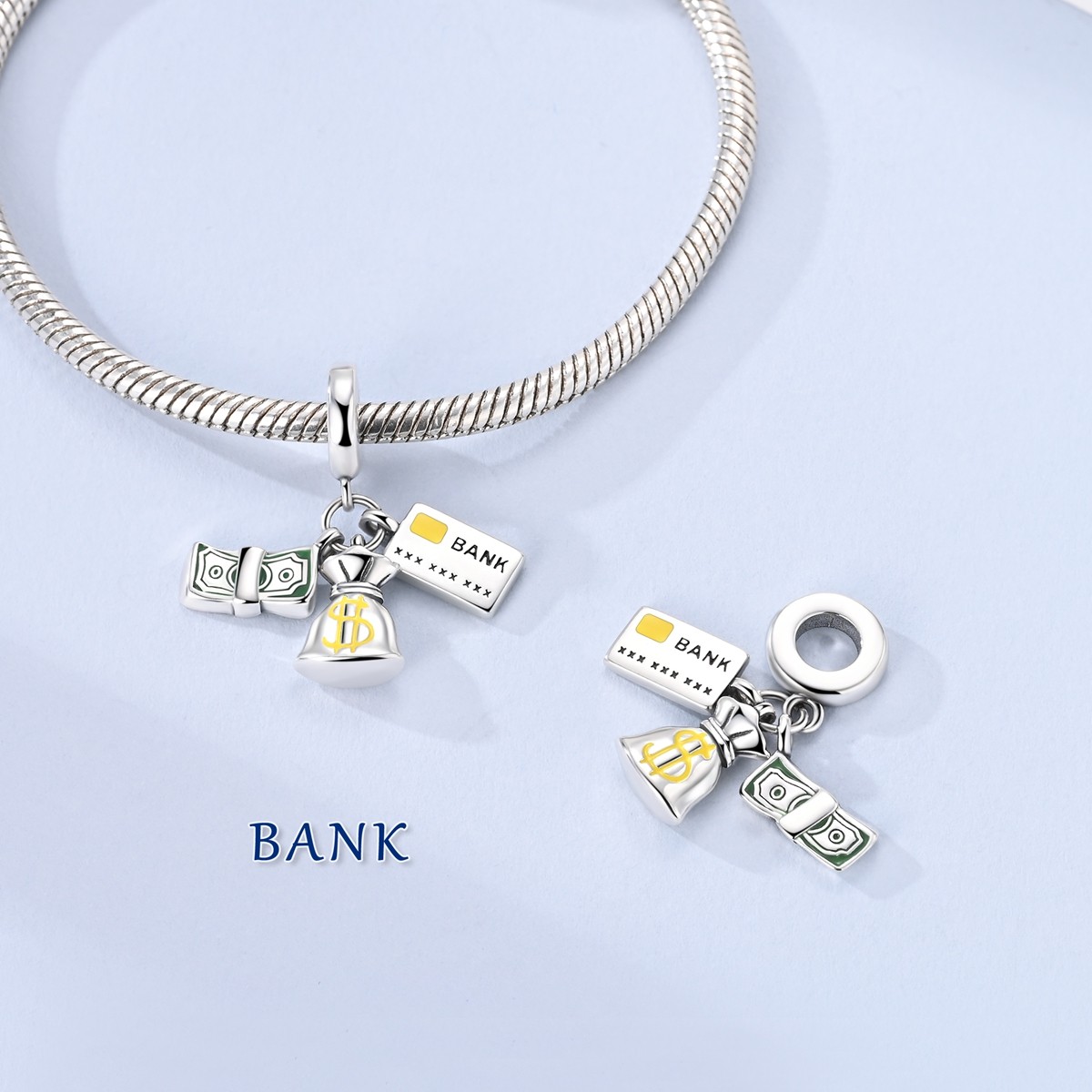 MULA 925 Sterling Silver Charm Wealth Three in One Pendant for Women Bracelet