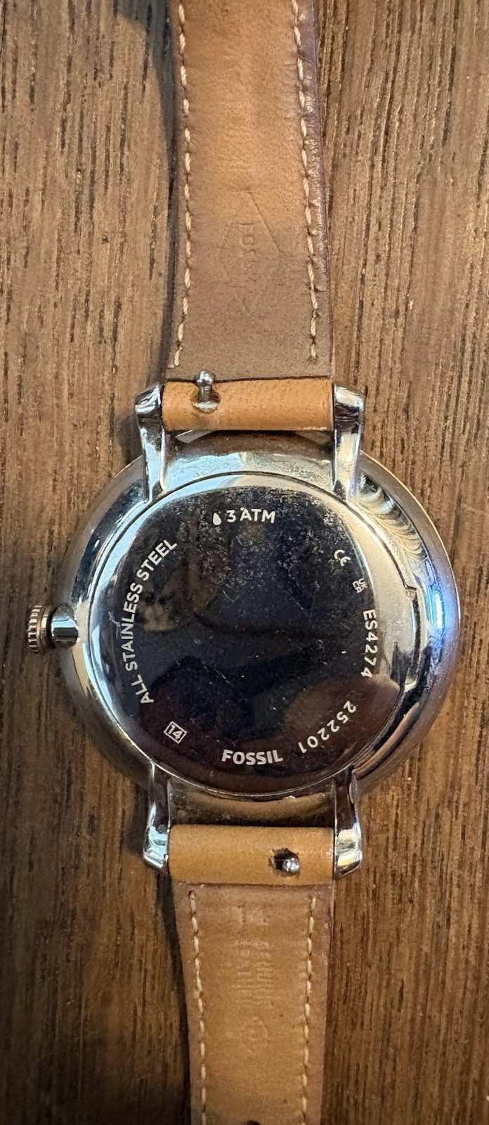 Fossil Women’s Carlie mini Blue Dial Brown Leather Strap Watch Stainless Steel