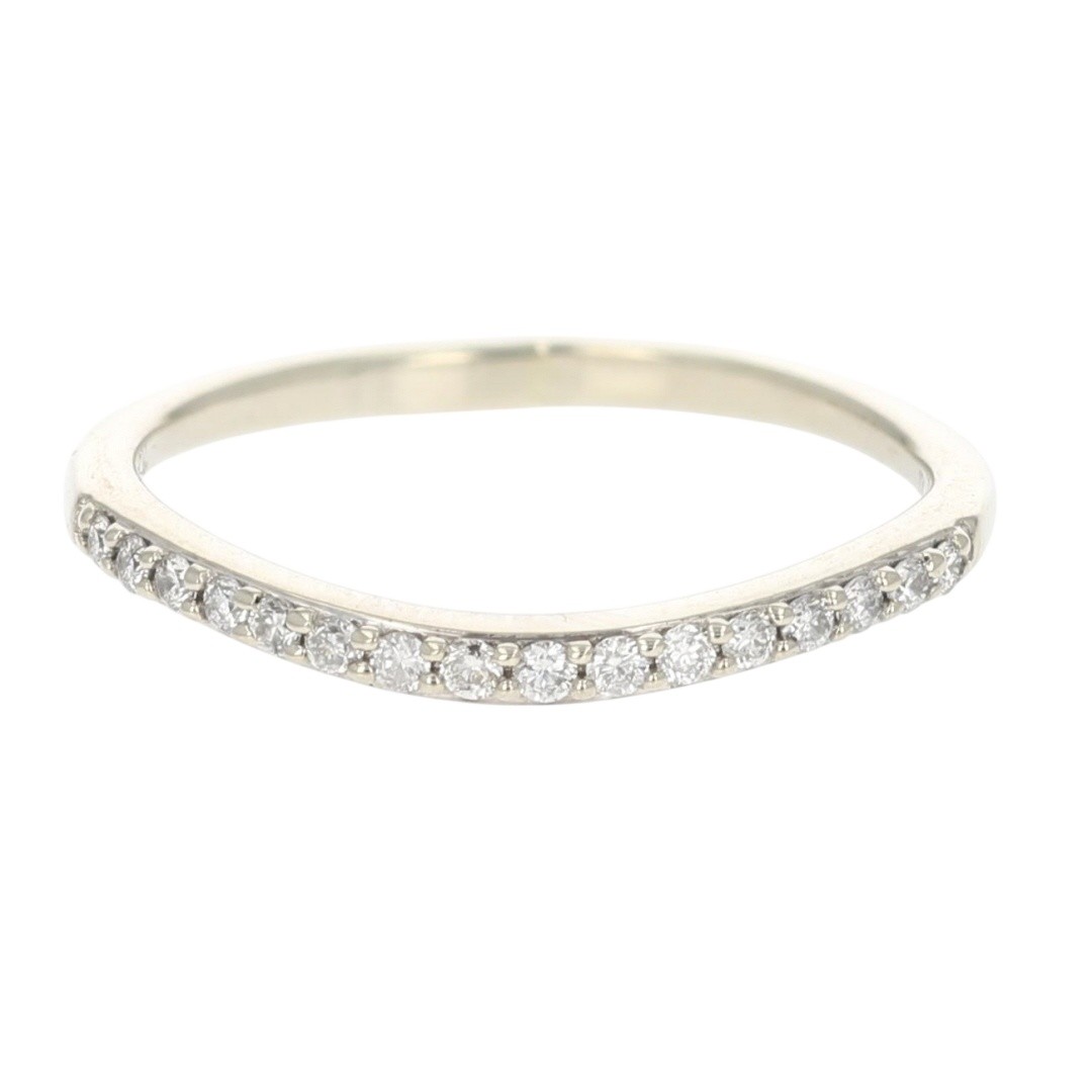 .08ctw Round Diamond Pavé Set Contoured Wedding Band 10k White Gold Size 5.5