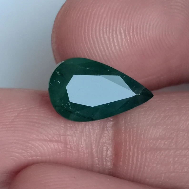 Real Zambian Emerald Pear Shape Unheated Untreated Gemstone 3 Ct