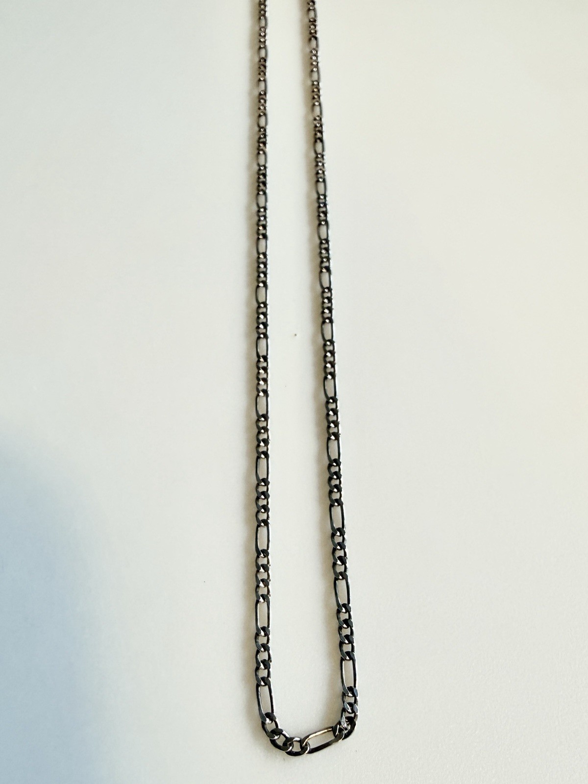 Sterling Silver Necklace. Figaro Link. 17.75in Long 1.8mm Wide. Item Ak