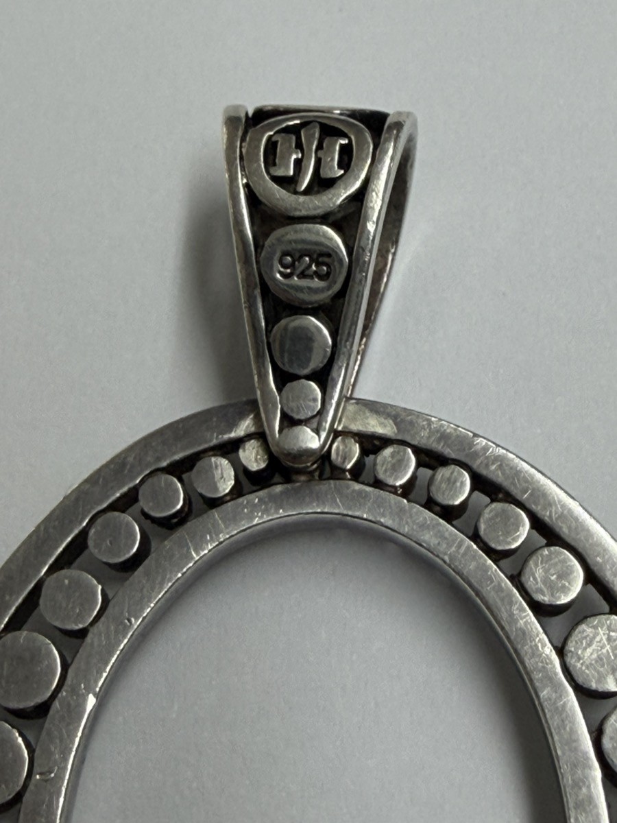 John Hardy Large Heavy Oval .925 Sterling Silver Pendant 24.9G