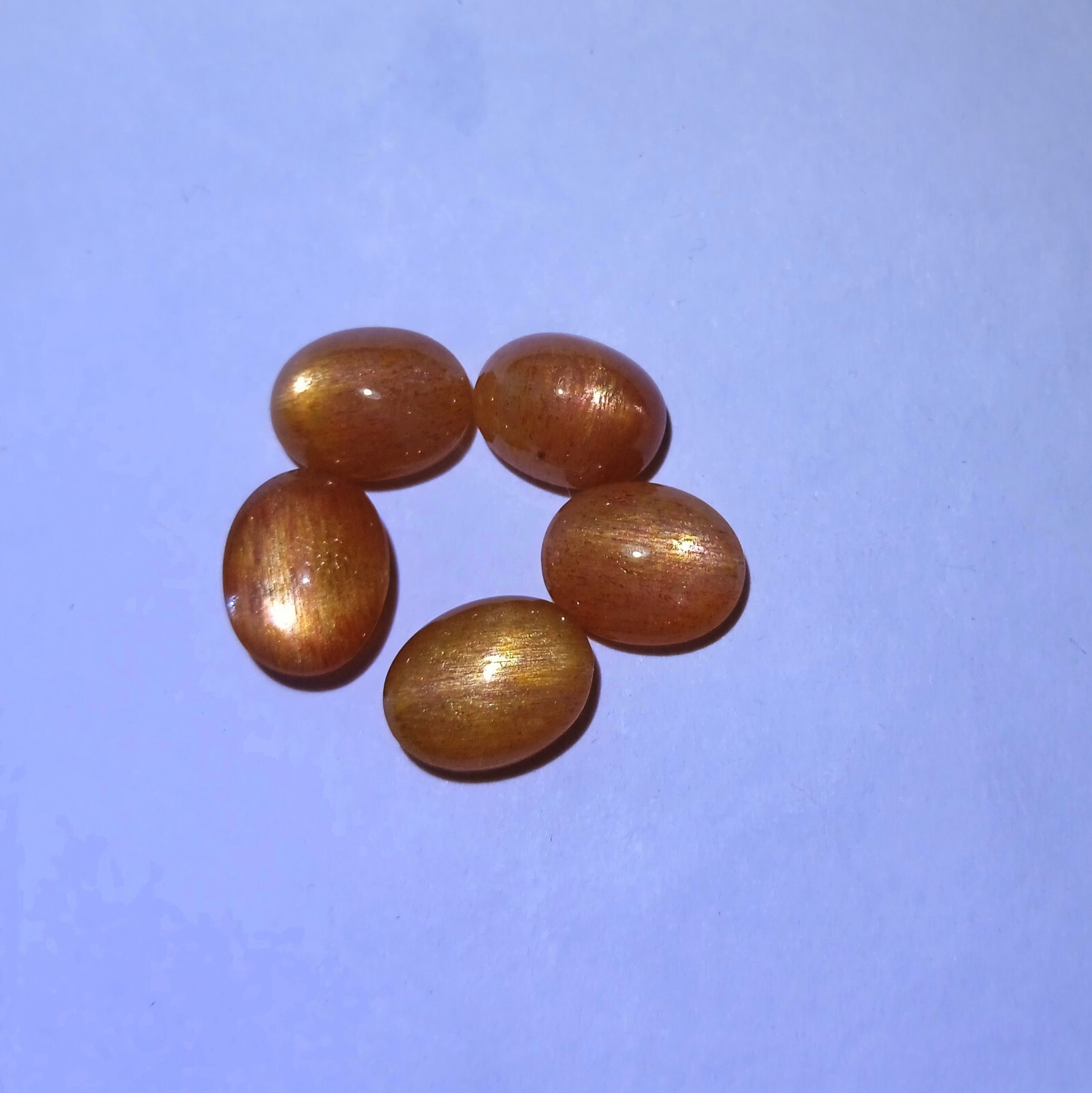 9.2 Carat 9×7 MM Natural Golden Brown Sunstone Oval Shape 5 Piece Lot Cabochon
