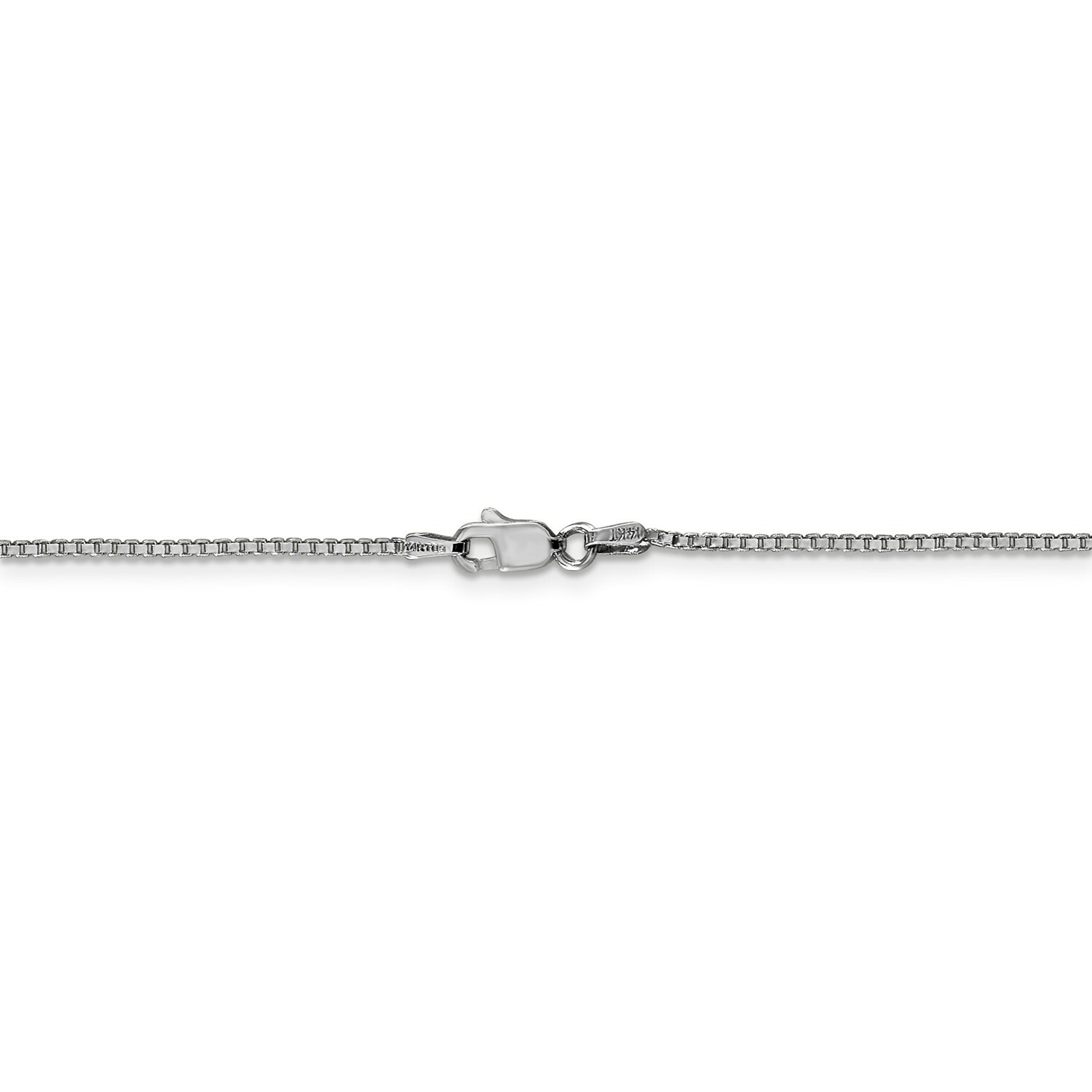 14k White Gold 1.1mm Solid Plain Box Link Chain w/ Lobster Clasp 14″ – 30″