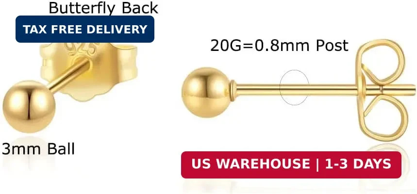 Renkovte Tiny Ball Stud Earrings for Women,Dainty 2mm 3mm 4mm Ball Studs for Car