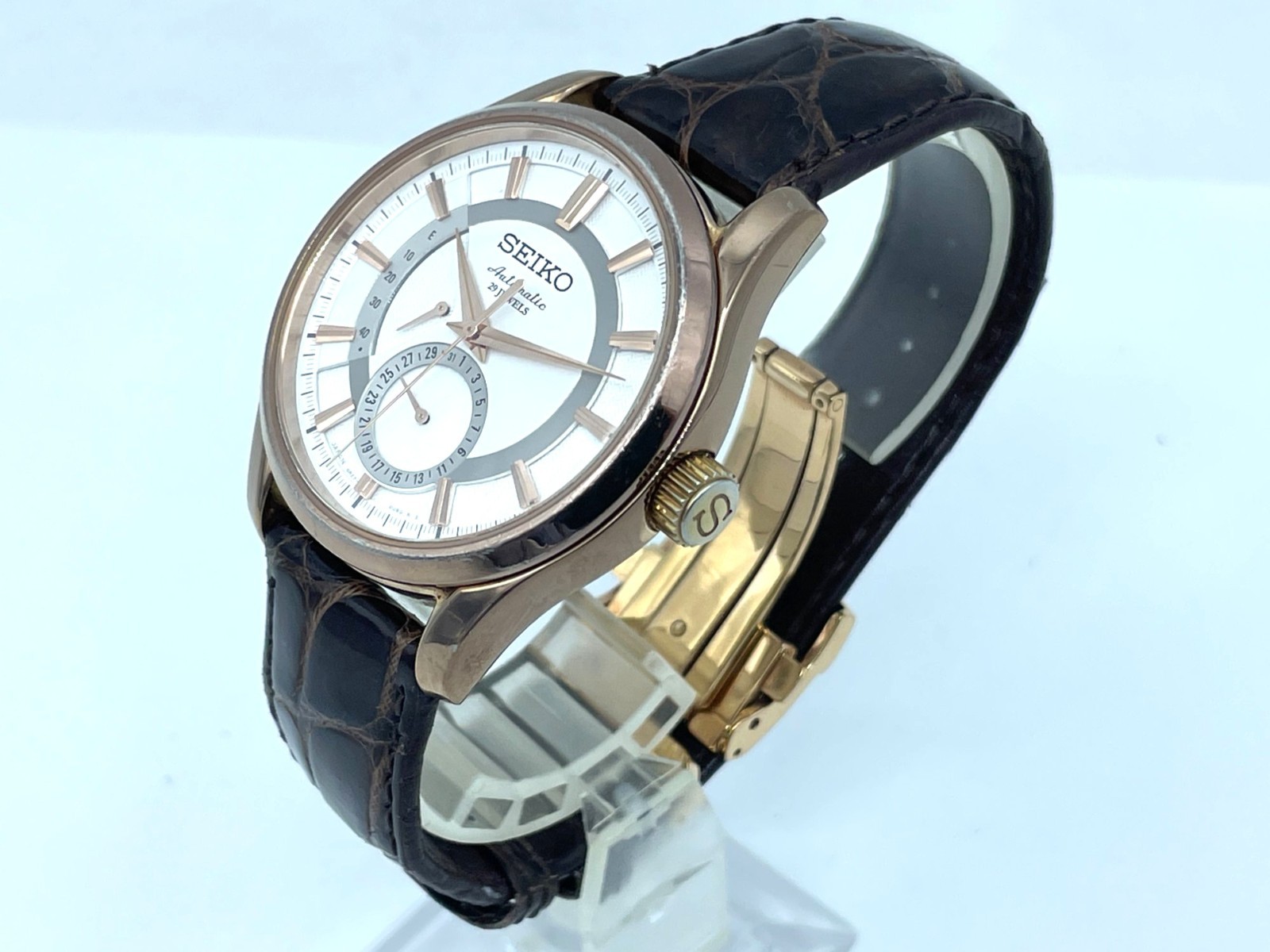 Near MINT SEIKO PRESAGE Automatic Watch Rose Gold 6R27-00B0 SARW004 New Band