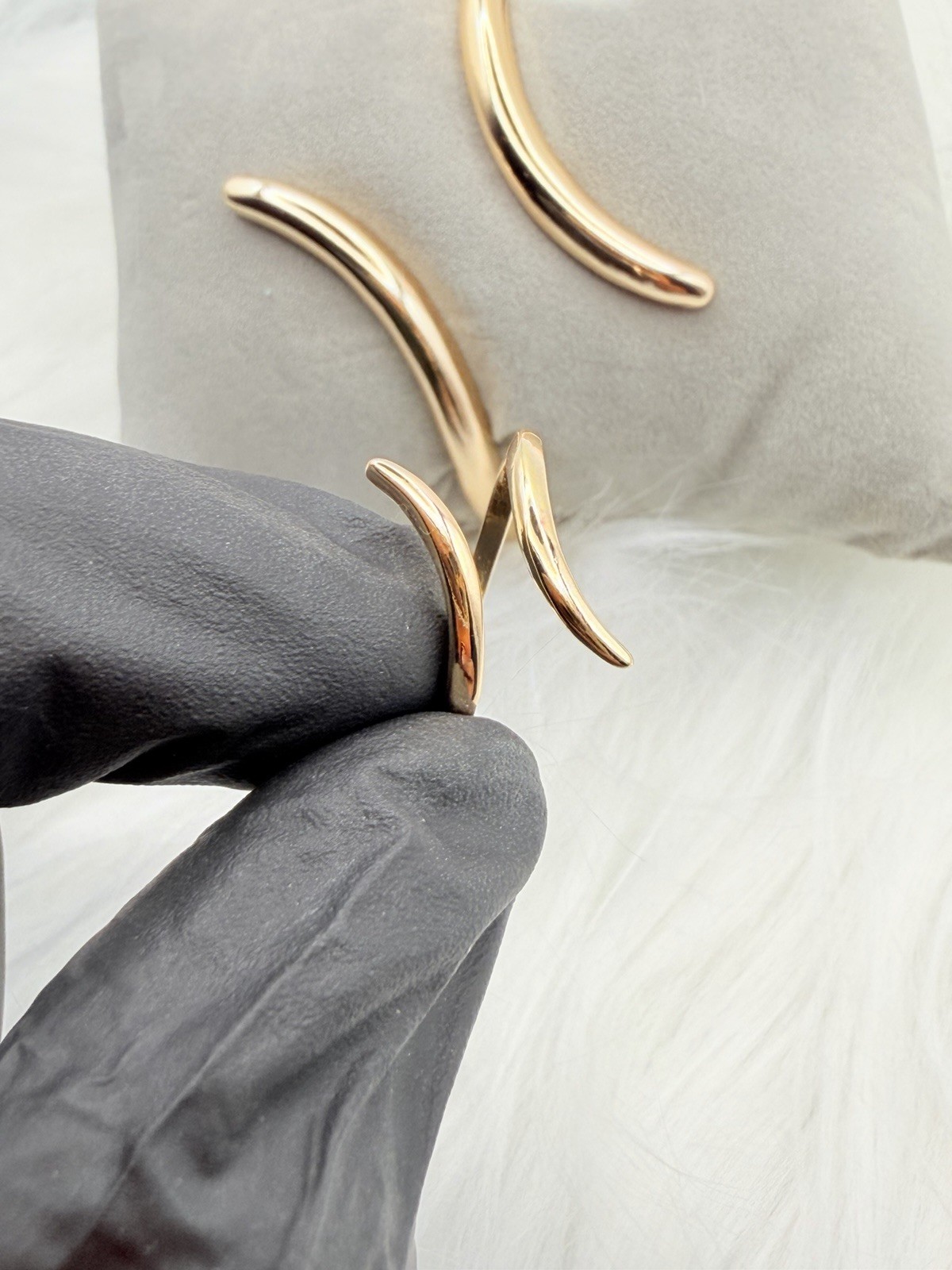 Gold Tone Metal Asymmetrical Cuff Earrings for Auricle