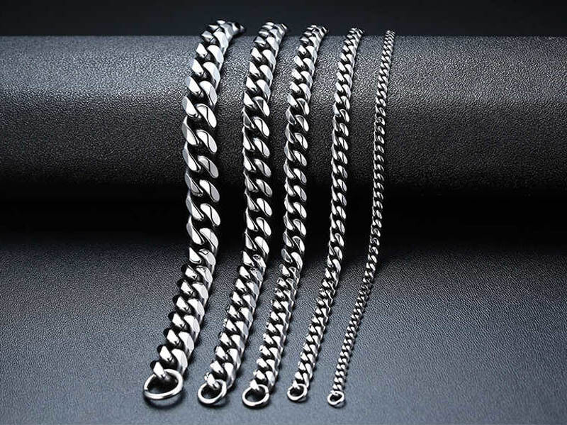 Curb bracelet solid stainless steel 6-11 mm wide / 18-23 cm men’s women gift