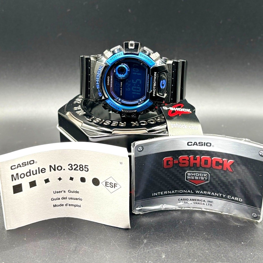 Casio G-Shock G-8900A-1 Glossy Black Blue Dial Digital Men’s Watch 200M NIBWT