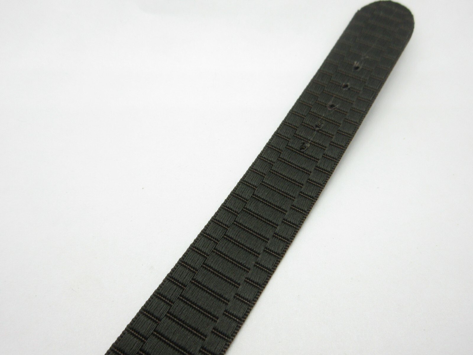 Dark Brown Woven Nylon One Piece 18mm Watch Strap Silver Buckle