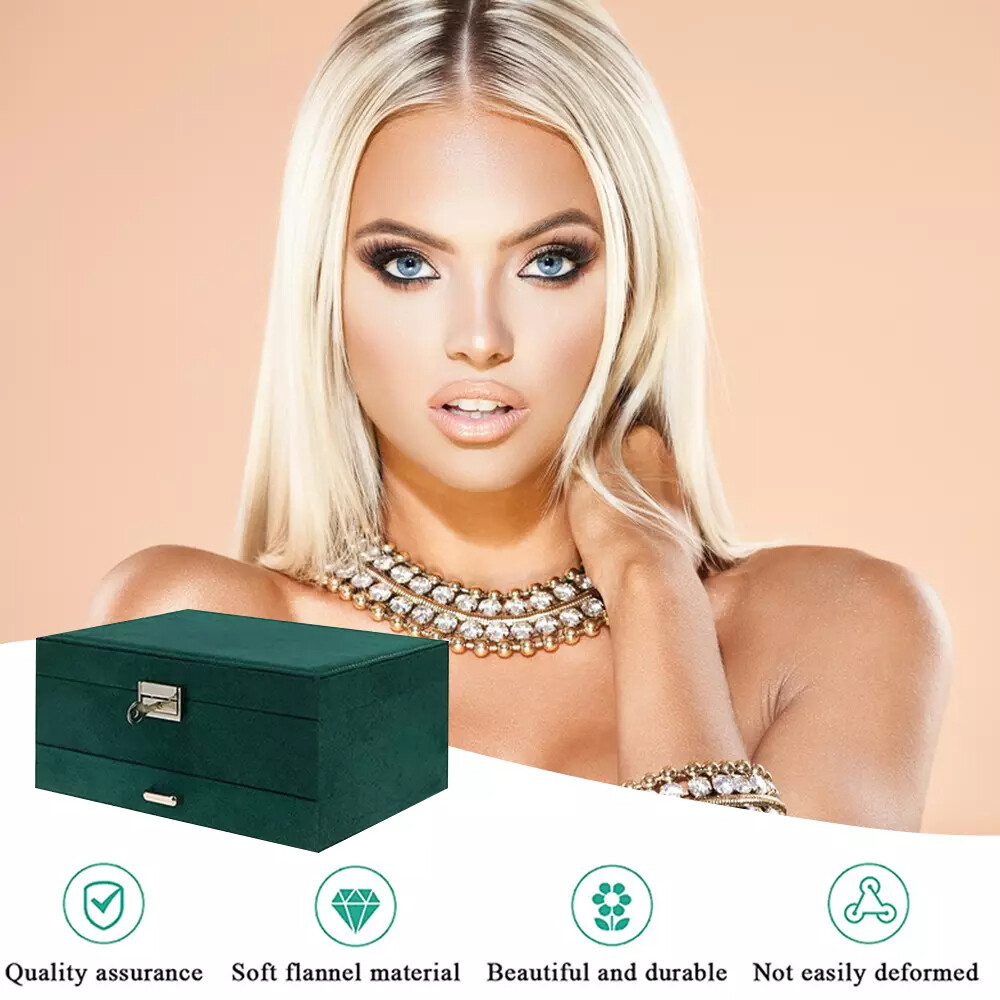3 Layers Jewelry Box Organizer Large Capacity Ring Earring Necklace Storage New