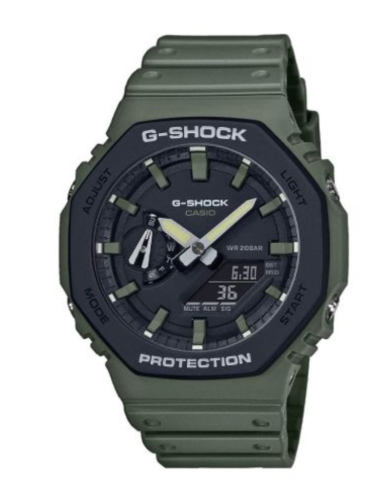 G-Shock Mens Boys Analogue-Digital Watch Black Yellow Army Green GA-2100 Series