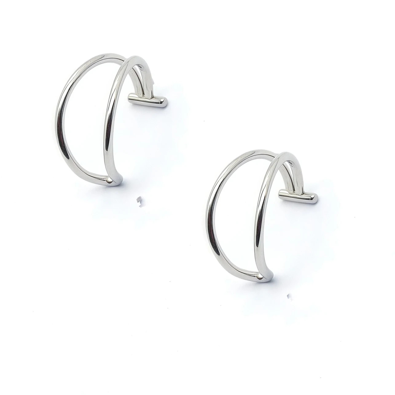 2PCS Trendy 10mm Stainless Steel Punk Clip on Fake Piercing Nose Wrap Lip Rings