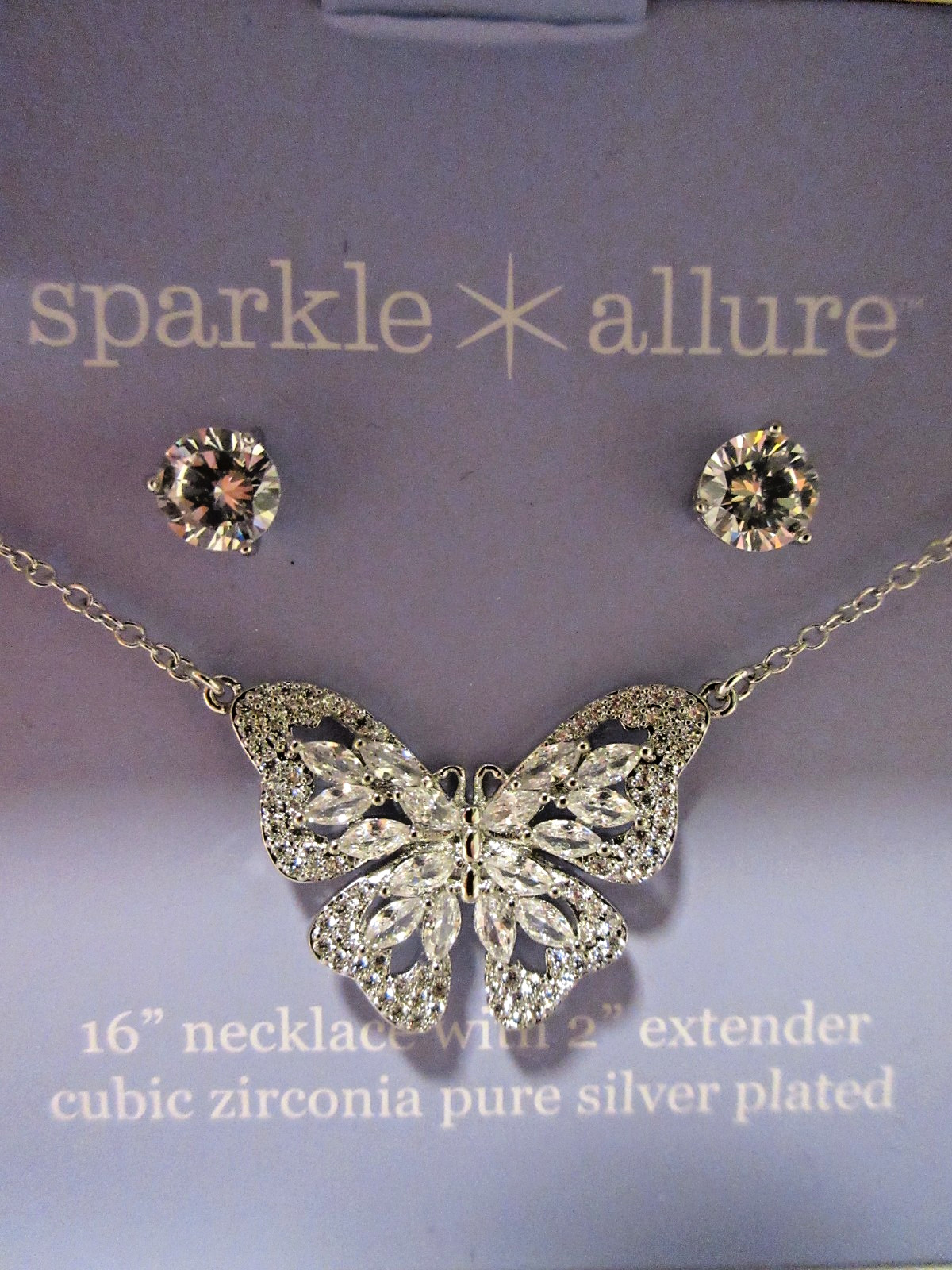 Sparkle Allure Women’s Cubic Zirconia Butterfly 2-pc. Jewelry Set NIB B62