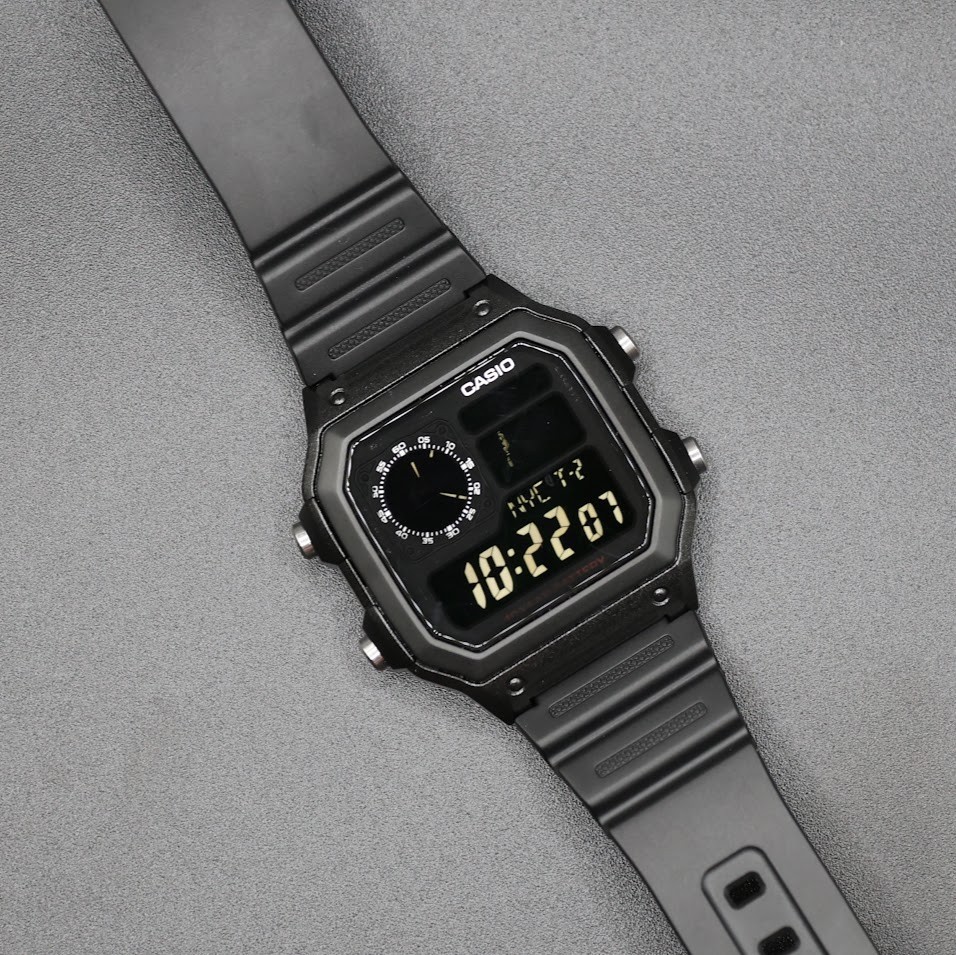 CASIO AE-1200WHD. Royale Watch Mod. Negative Display Blacked Out Dial- Hydromod