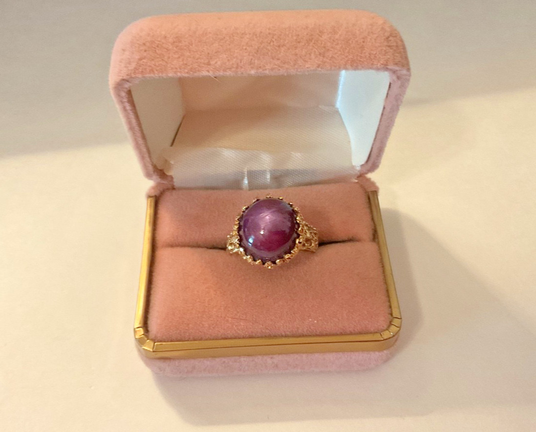 Star Ruby Weighing 15.60 CTW Set In 14K Yellow Gold Prong Setting