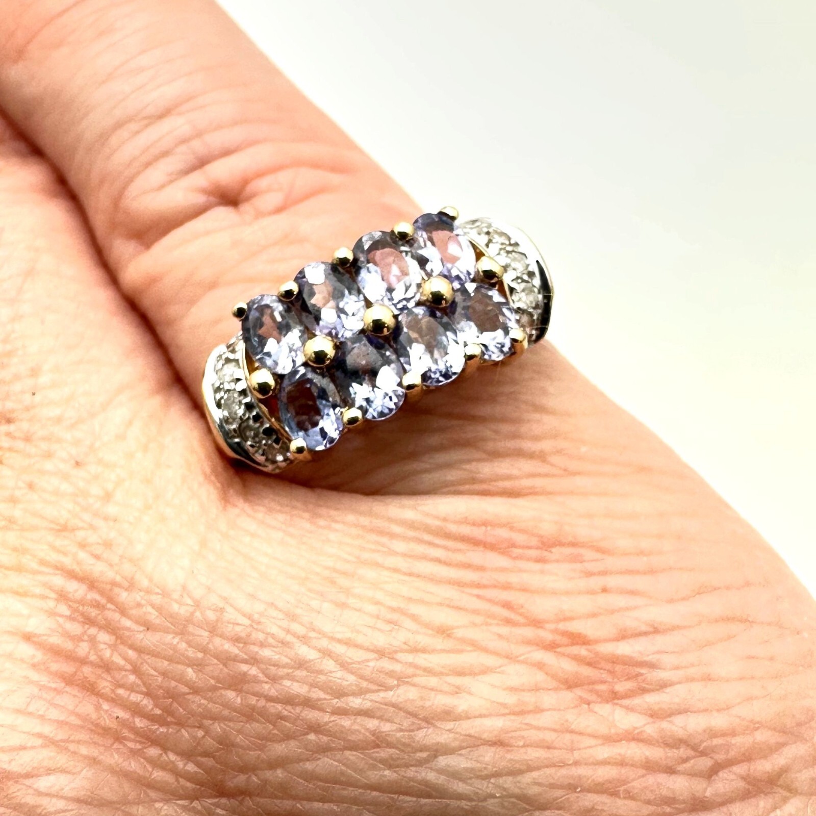 Womens Ring 14K Gold Tanzanite Diamond 3.2 Grams Size 8 Estate Jewelry