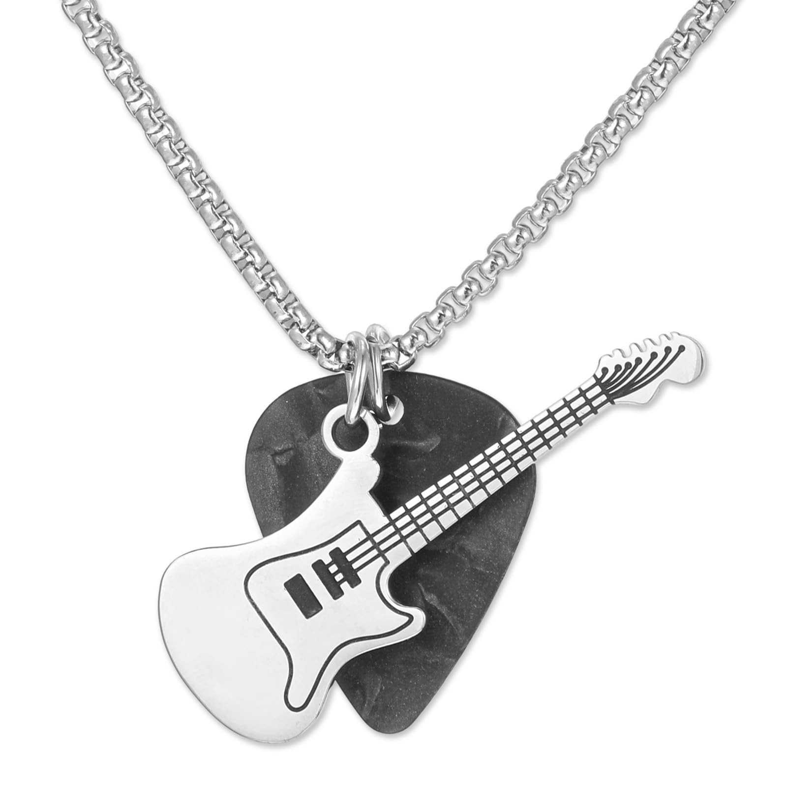 Guitar Pick Necklace, Music Silver Necklaces, Guitar Necklace for Men , Music…