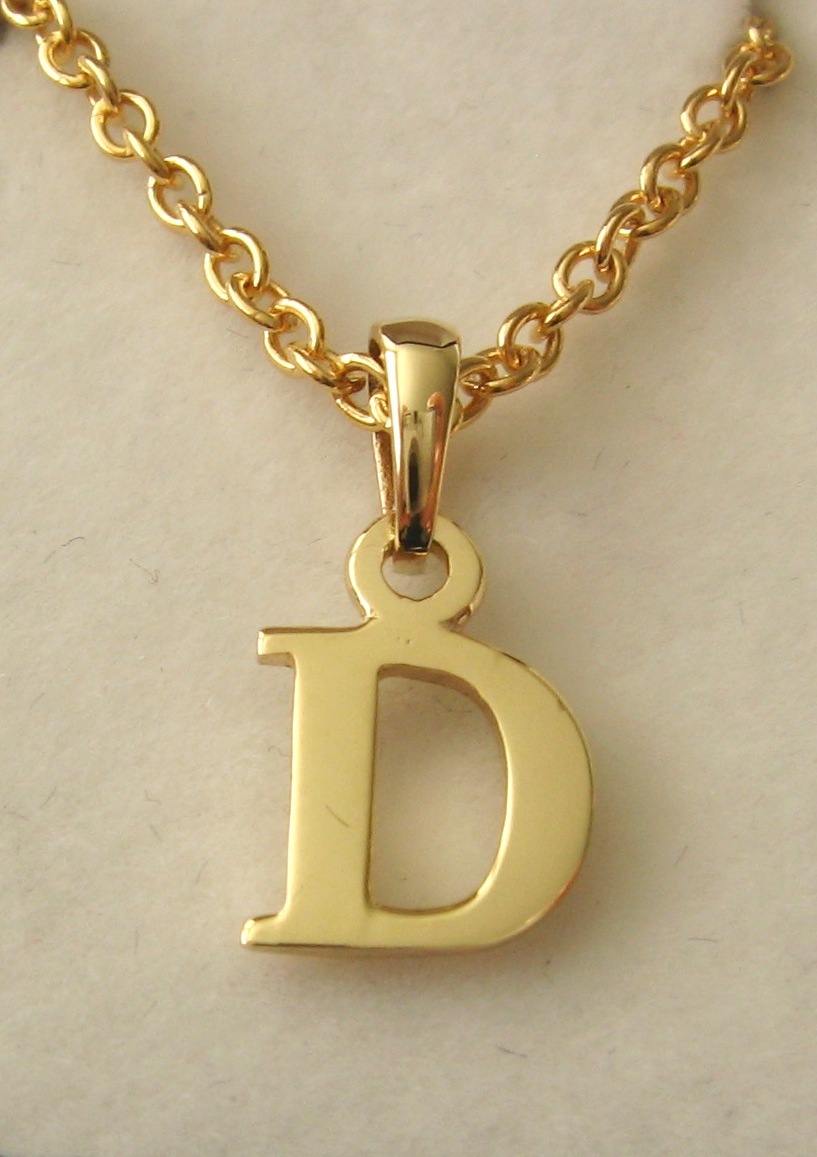 GENUINE SOLID 9K 9ct YELLOW GOLD INITIALS D LETTER CHARM PENDANT with BAIL