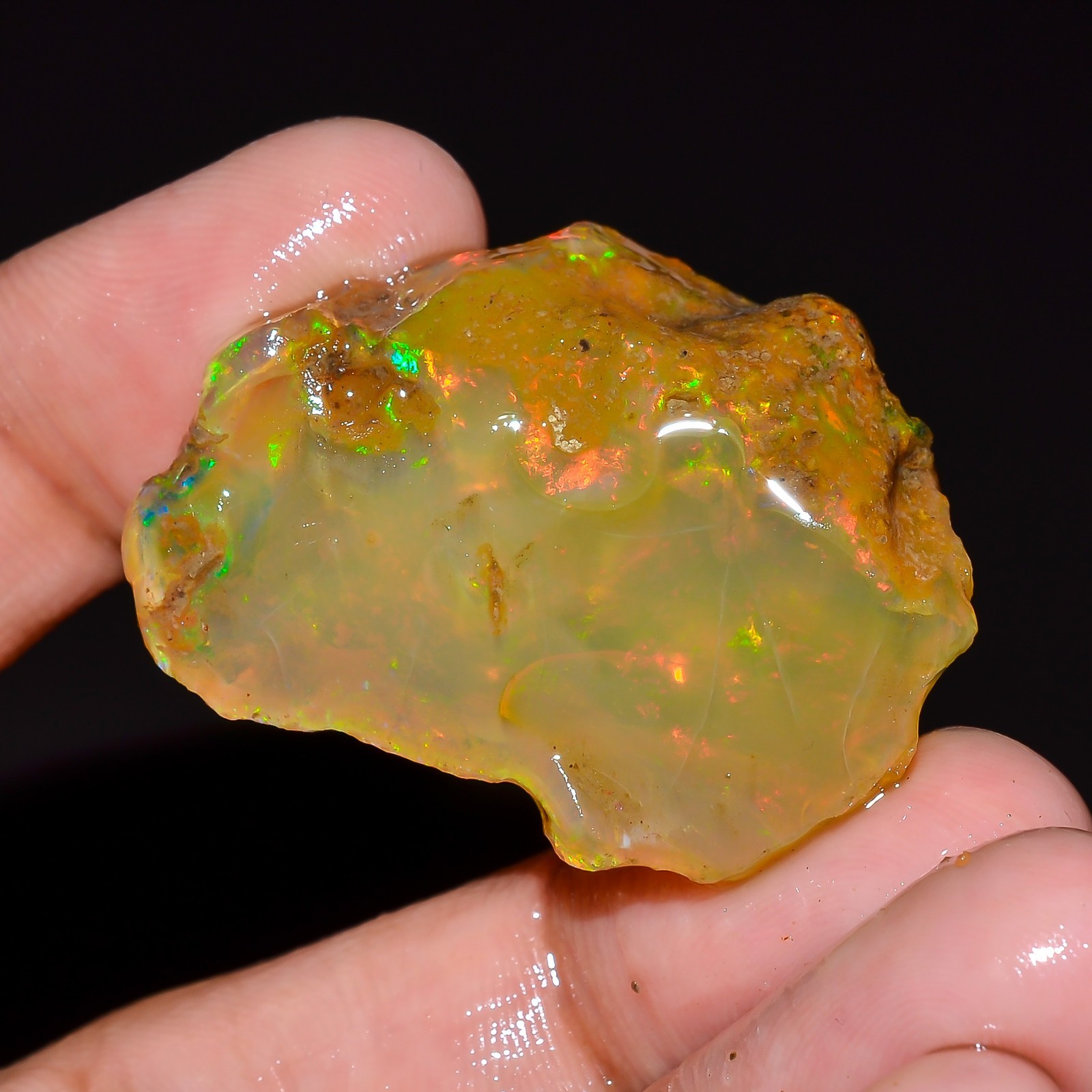 64 Ct. Top Quality 100% Natural Welo Fire Ethiopian Opal Oil Rough 36X26X15 mm
