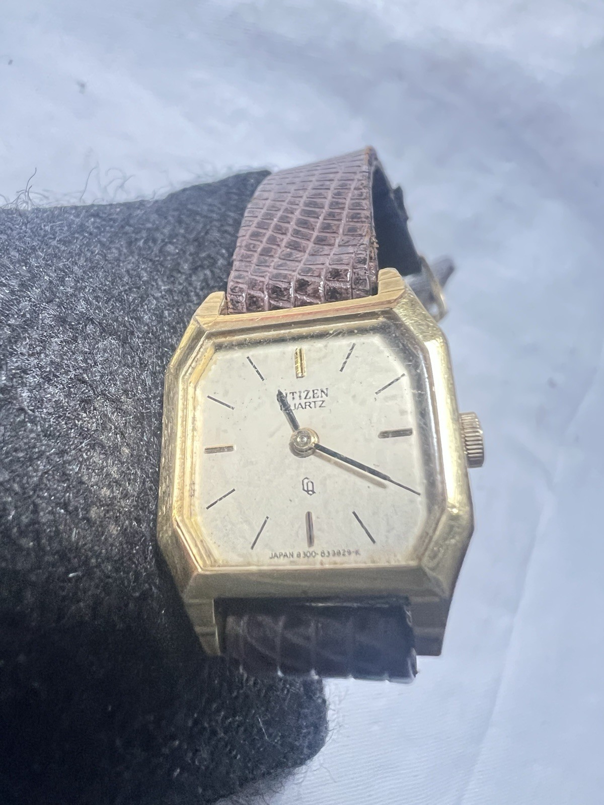 citizen vintage quartz2931-291892,Octagonal Ladies Dress Watch, Brown Lizard Ban