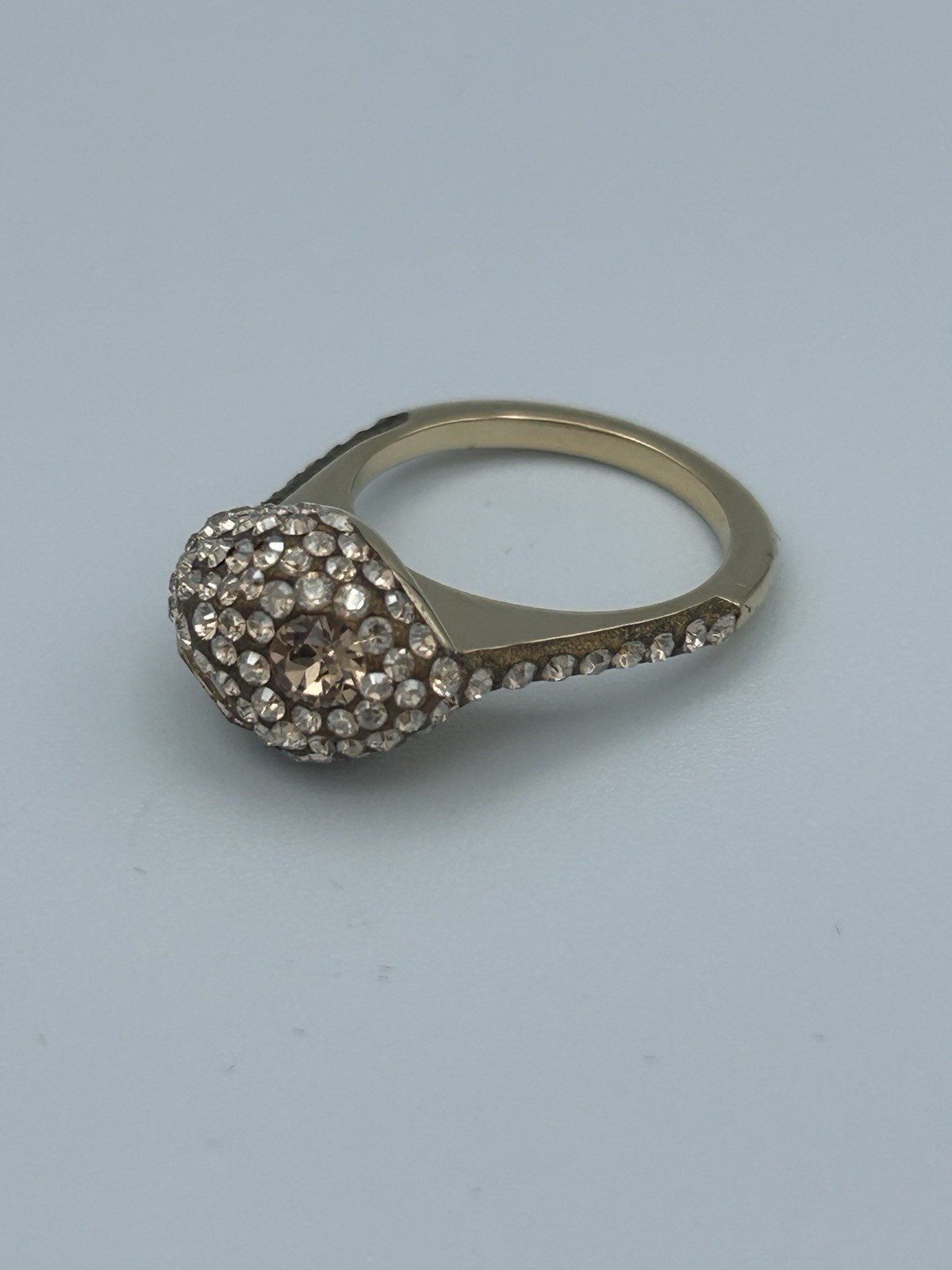 Atelier Swarovski Core Collection Moselle Stacking Gold Plated Dome Ring Sz 52/6