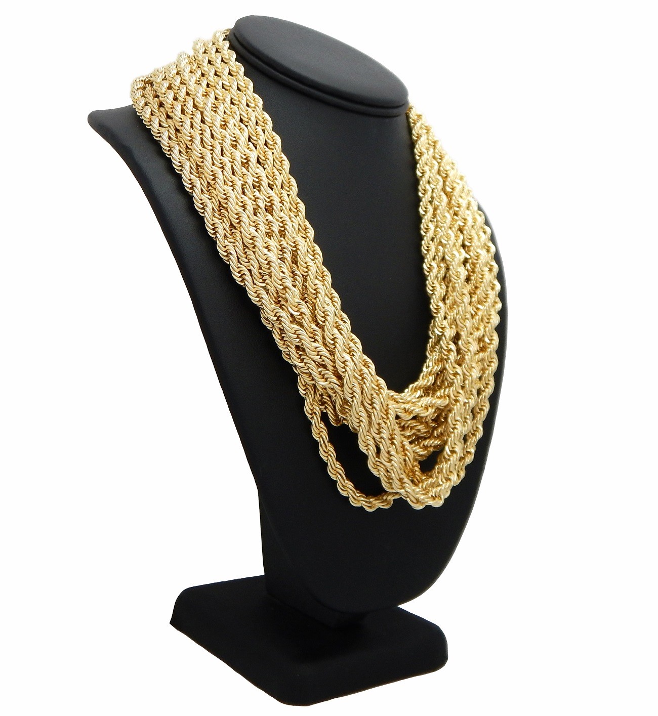 12 Piece Rope Chain Necklace 6mm 20″ 22″ 24″ 26″ 30″ 14k Gold Finish Wholesale