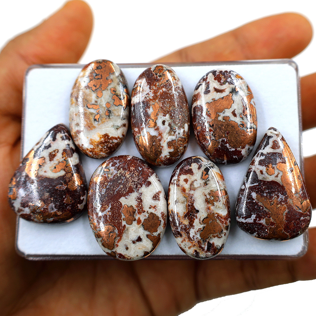 7 PC Natural Copper Dolomite High Quality 28mm-31mm Cabochon Loose Gemstones Lot