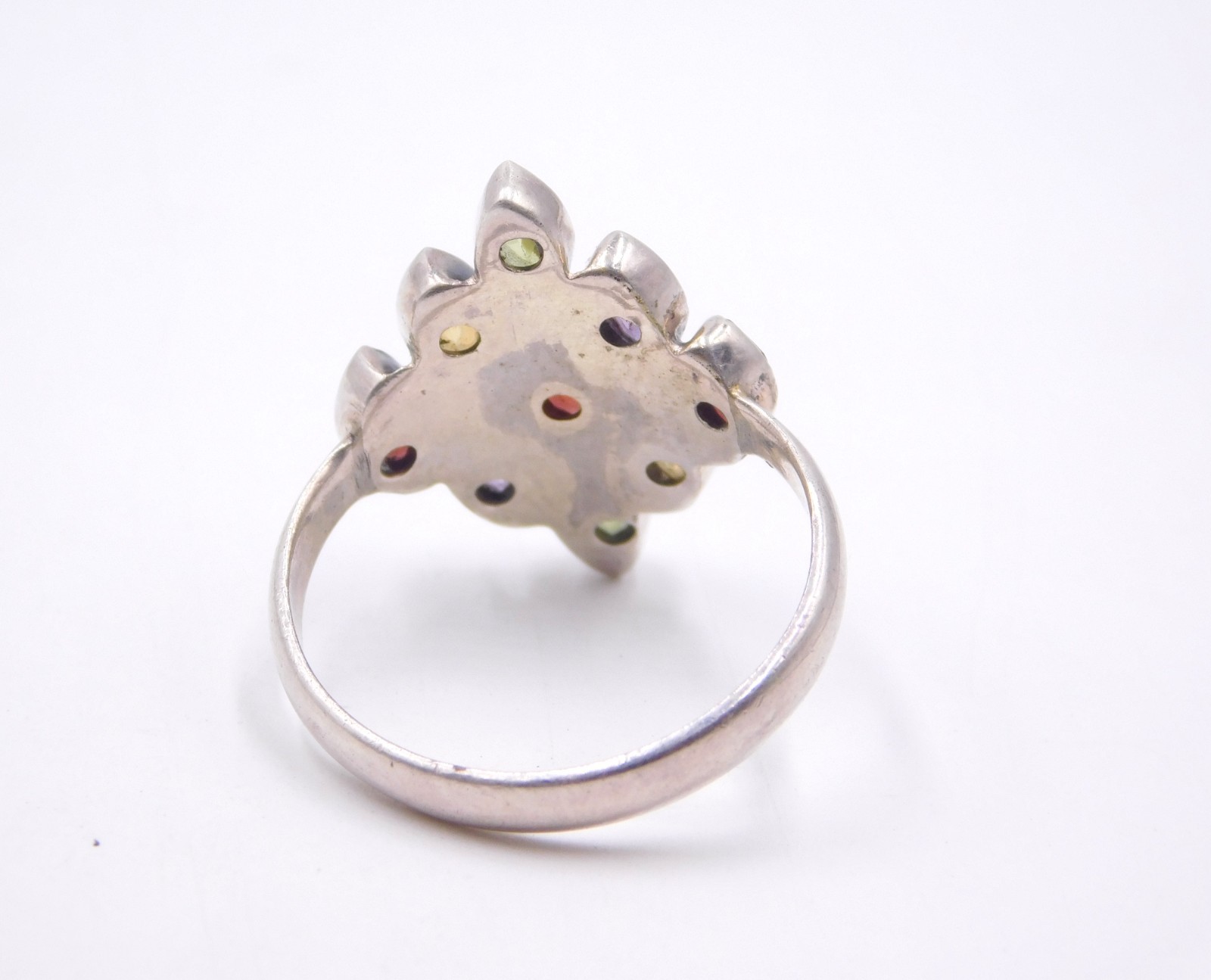 4.40 Gm 925 Sterling Silver Natural Multi Cut Gemstone Handmade Ring Size 10″