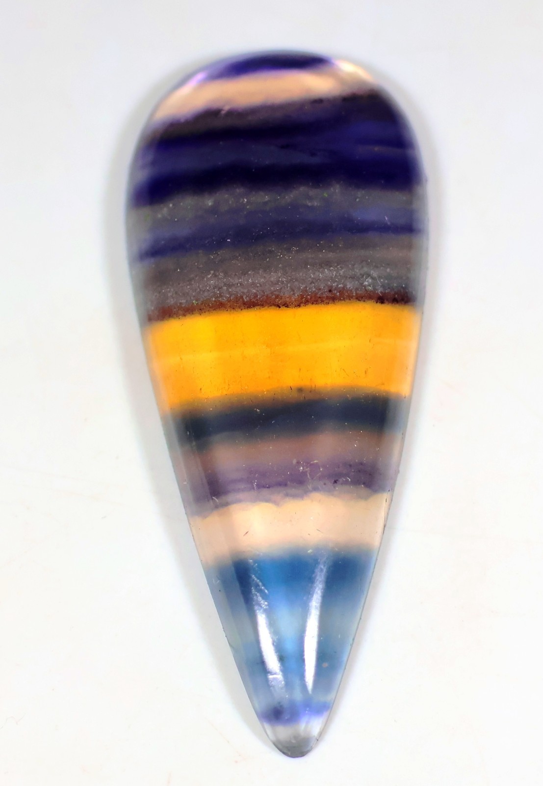 30 Crt 6X16X38 mm Natural Multi Purple Fluorite Pear Cabochon Gemstone KC-164