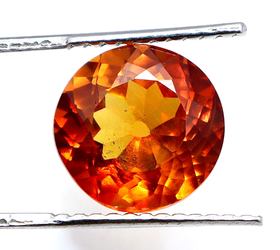 7.10 Ct Natural Orange Sapphire Round Cut Loose Certified Gemstone With Gift