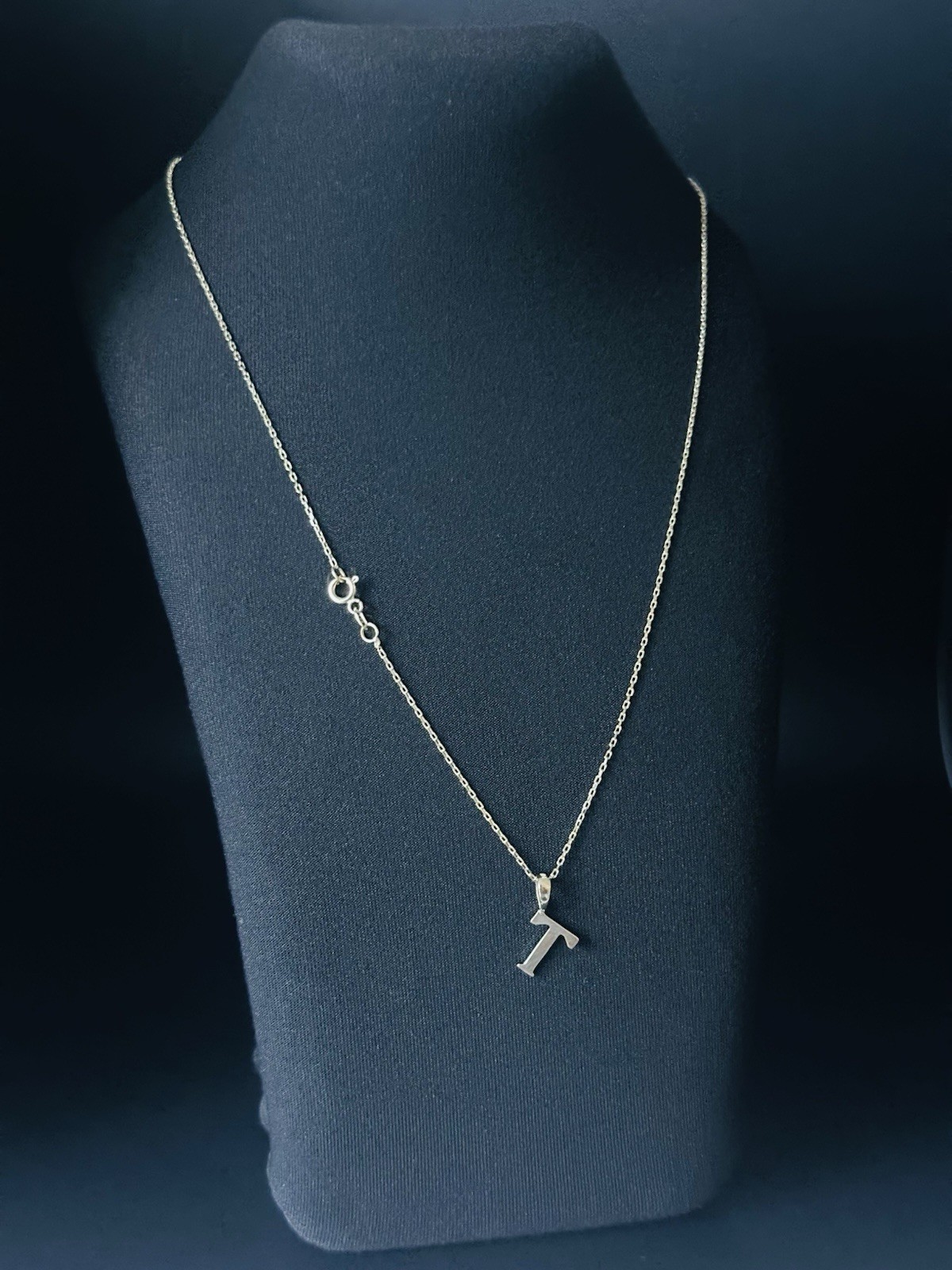 14K Solid Gold T Initial Necklace 1.95g 585 Yellow Gold Letter Pendant Chain