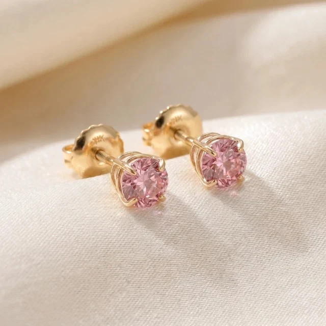 2 CT Round Cut Lab-Created Diamond Stud Earrings 14K Yellow Gold Plated