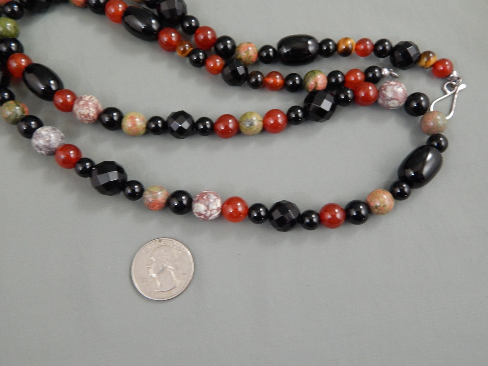 DTR 925 Mine Finds by Jay King Multi Gemstone Onyx Carnelian Bead Necklace 36″