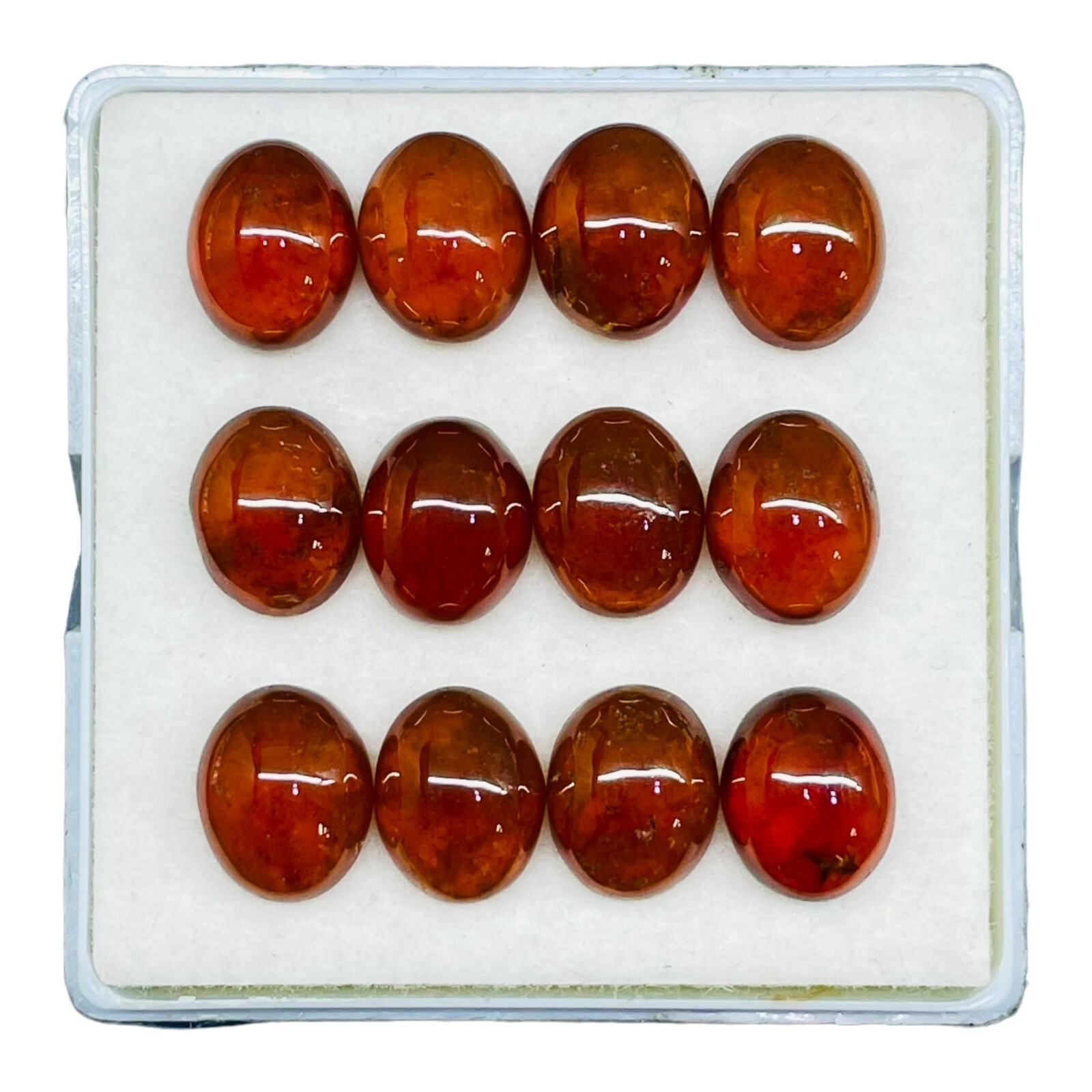 12 Pcs Natural Hessonite Garnet 11x9mm Oval Untreated Loose Untreated Gemstones